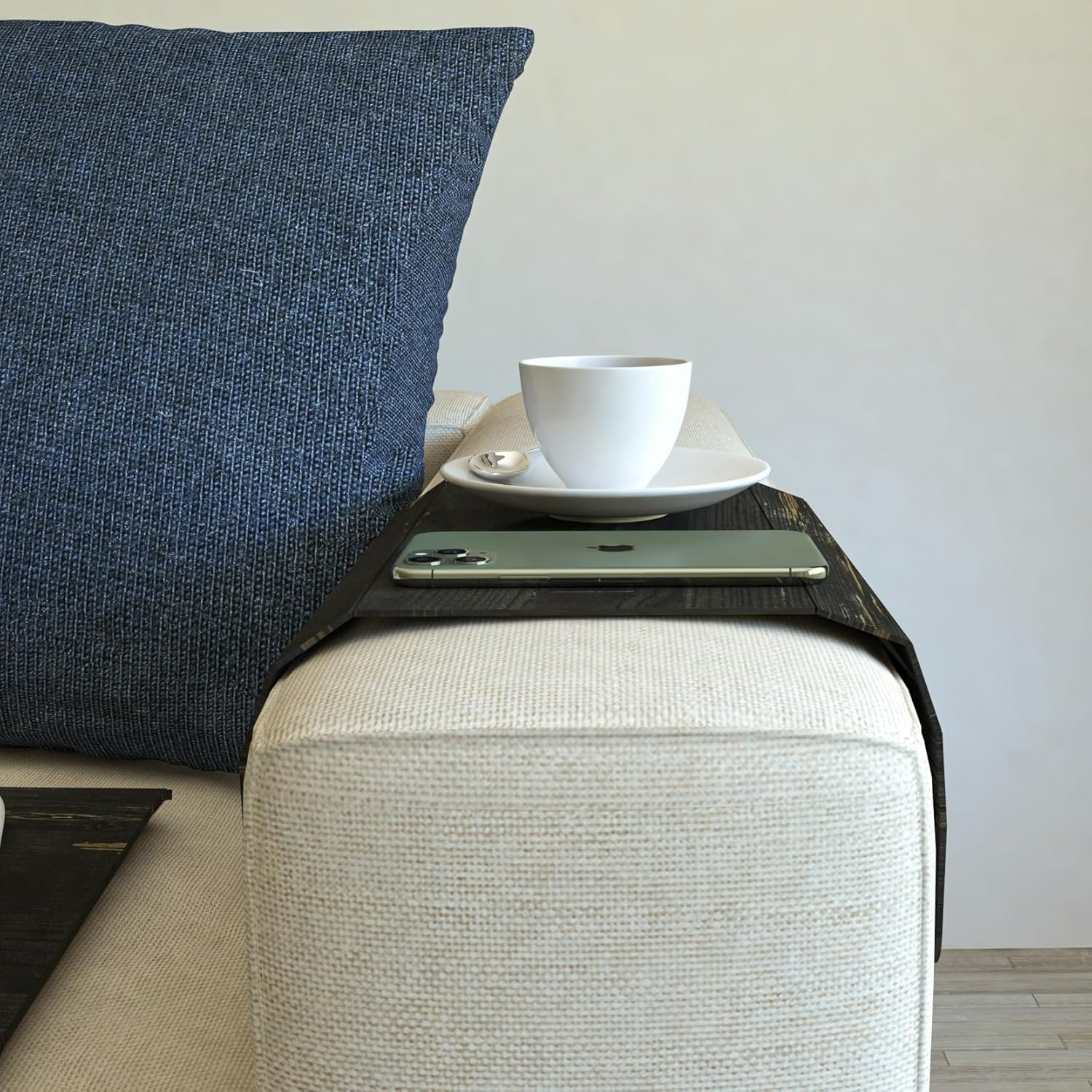 Ultimate Premium Products Wooden Sofa Tray, Armrest Tray Table for Couch, Foldable, Flexible Sofa Tray with 15.8"" X 11"", Snacks, Remote Control or Phone Holder Set of 2 | Dream