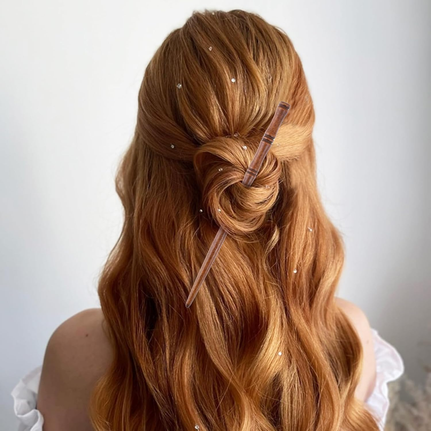 Gjinxi Retro Wooden Hair Sticks Pack of 8 Hair Pins Handmade Bamboo Shape Chinese Women'S Hair Sticks Wooden Hair Pin Bamboo Knot Hair Accessories Hair Clips for Women (2 Colours) image number 1