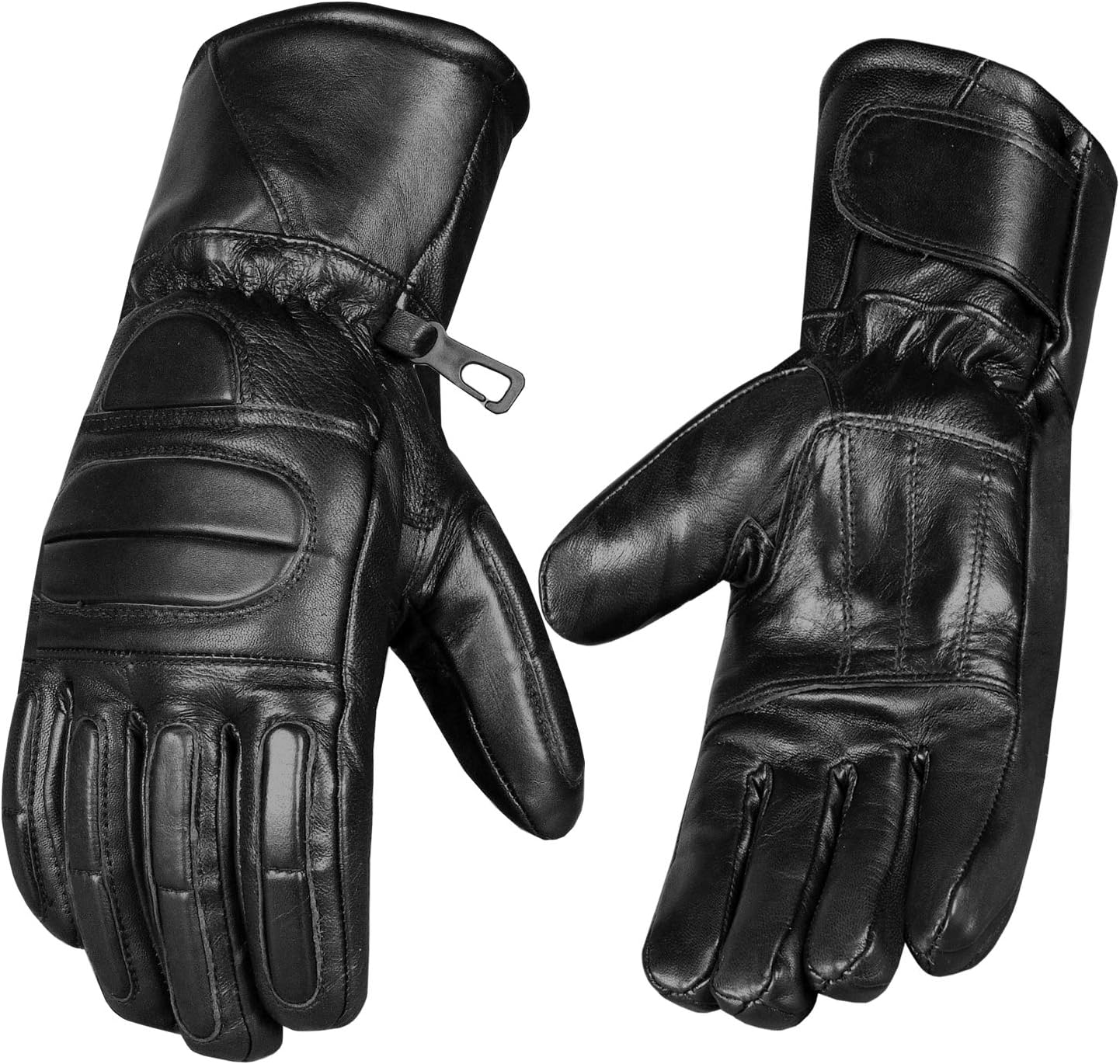 New Thinsulate Motorcycle Leather Full Gloves Black S image number 2