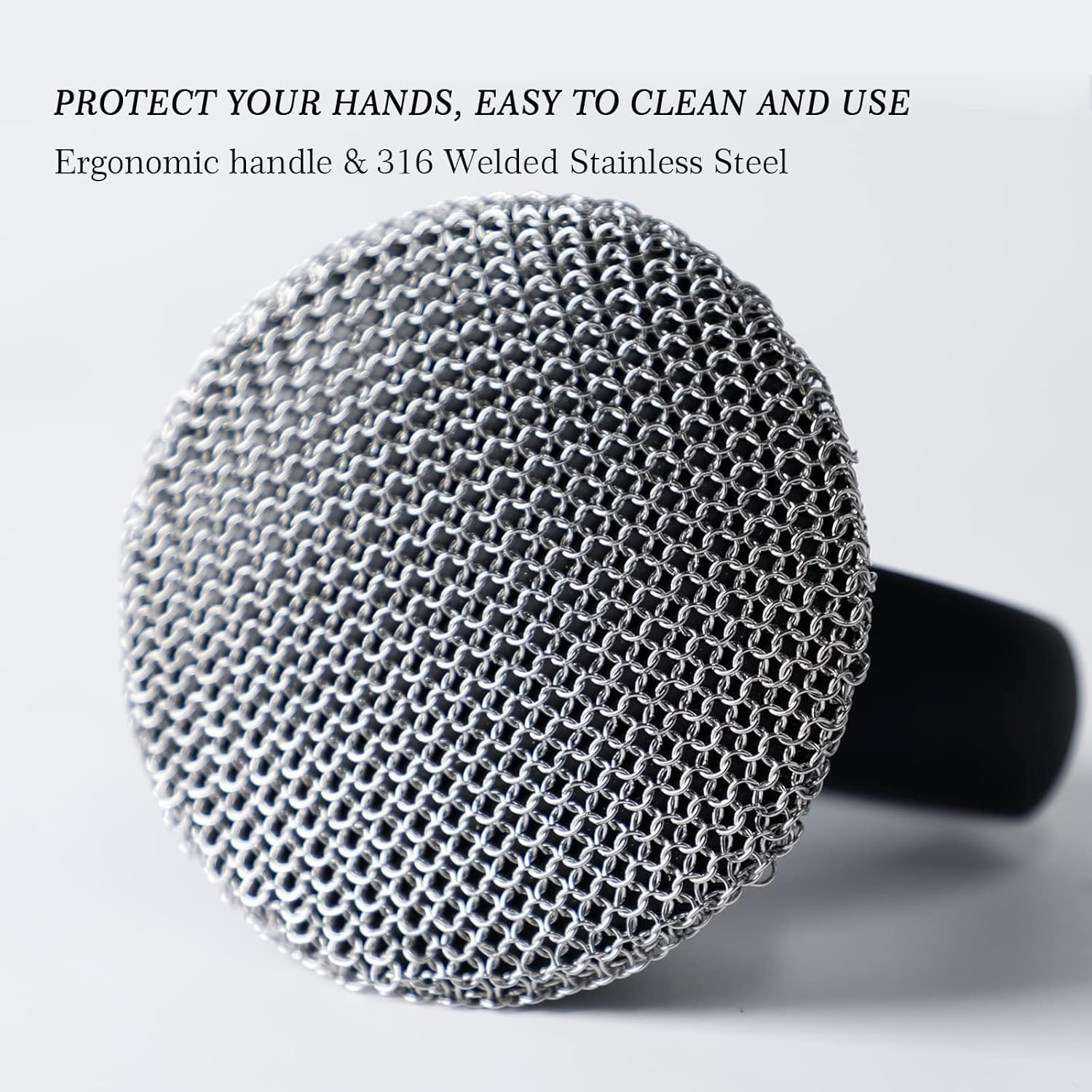 MEIXINZHI Cast Iron Scrubber and Skillet Cleaner with 2 Pan Grill Scrapers - Chain Mail for Cleaning Cast Iron (Black with Mat) image number 5