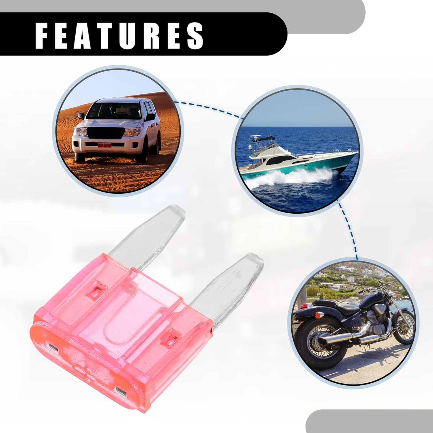 X AUTOHAUX 50 Pcs Mini 4AMP APM/ATM Universal Car Fuse Blade Style Fuses Short Circuit Protection - Automotive Car Boat Truck SUV RV - Plastic Metal Pink