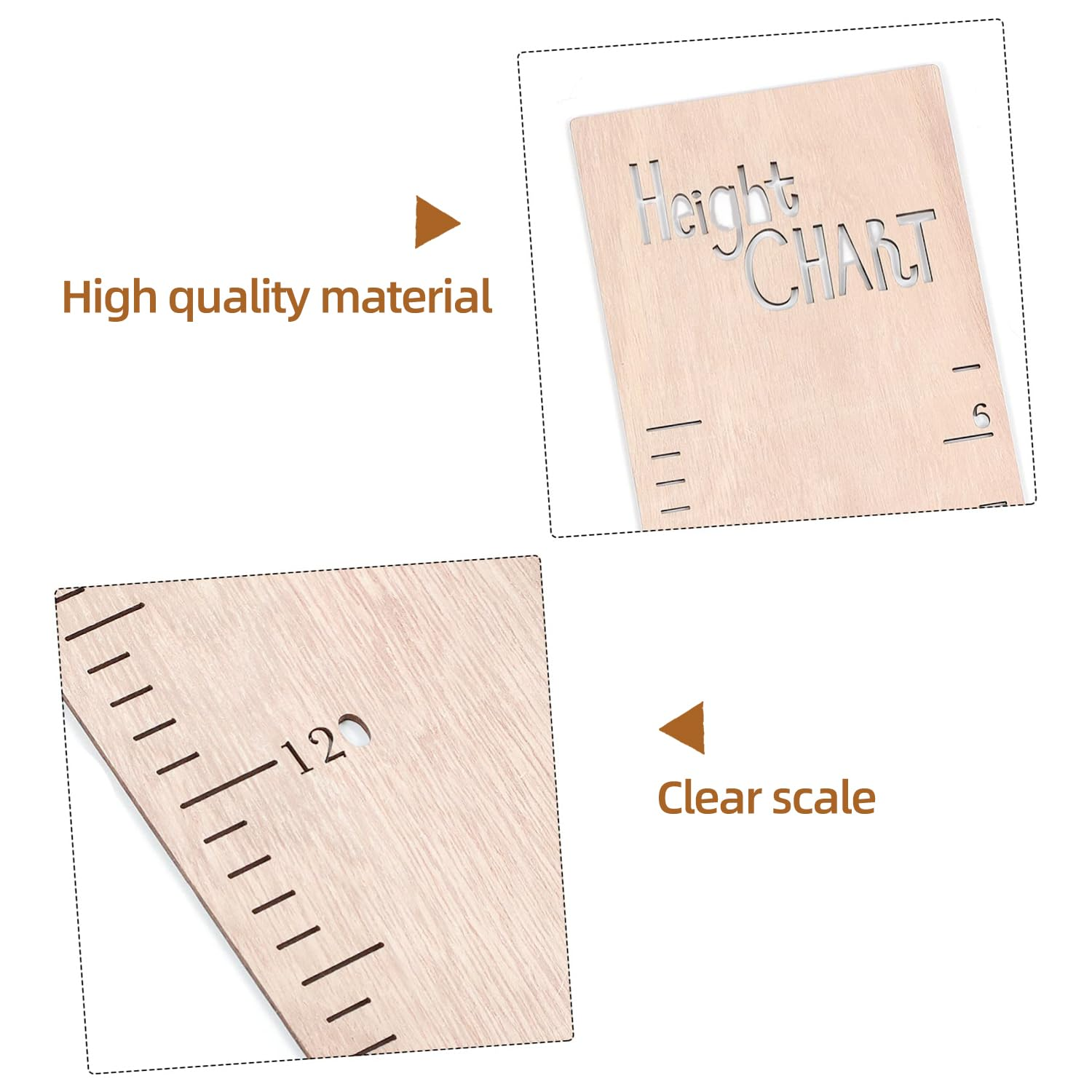 1 Set Height Ruler Wooden Ruler,Height Chart, Wooden Growth Chart for Wall,Perfect Nursery,Room Decor to Measure (210Cm) image number 3