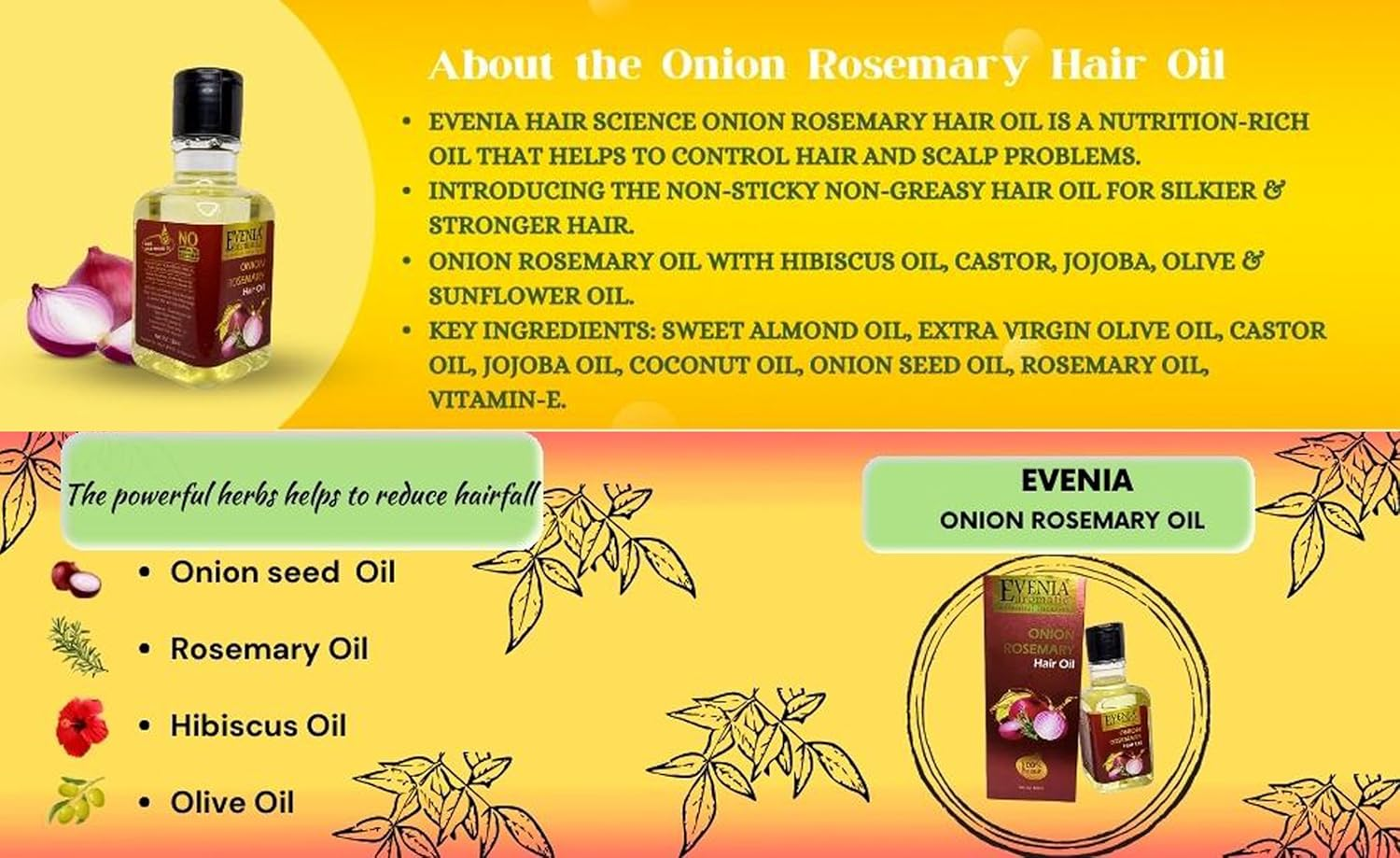 EVENIA AROMATIC ONION ROSEMARY HAIR OIL 120ML. image number 3