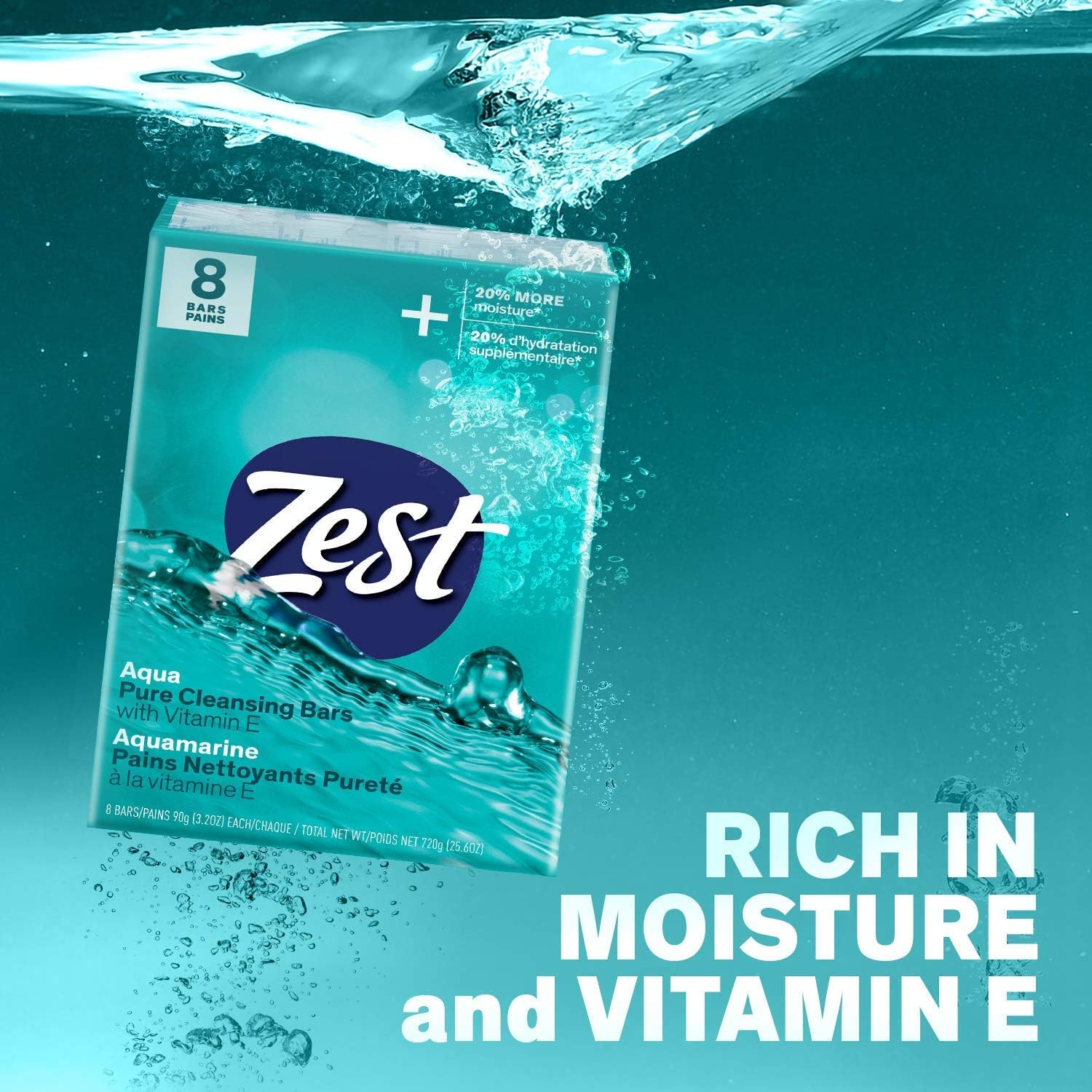 Zest Bar Bath Soap - Aqua (4 Ounce, 8 Bars) image number 3