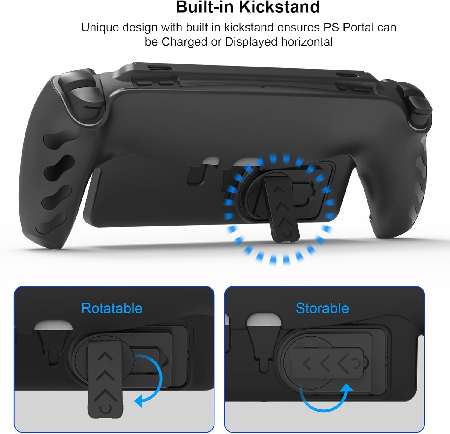 Protective Case Compatible with Playstation Portal,Hard Cover Shell and TPU Back Case with Adjustable Kickstand for PS Portal (Black)