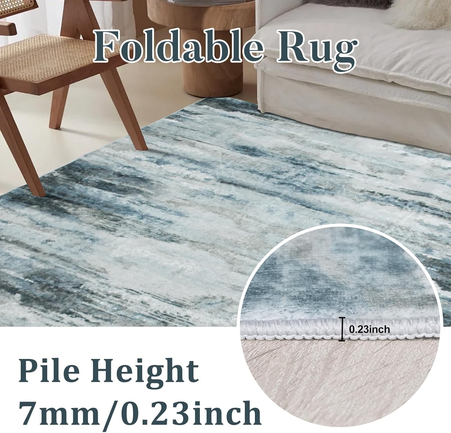 Bouzaak Area Rugs for Living Room Bedroom,Modern Floor Rugs Non-Slip Machine Washable Large Rugs Abstract Design Foldable Carpet for Home Decor (160 X 200Cm) image number 3