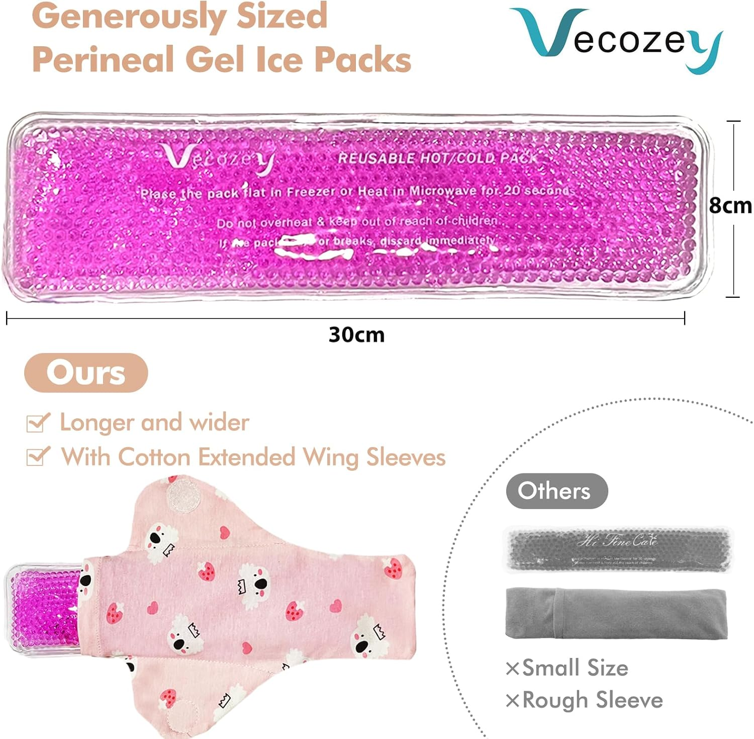 Postpartum Ice Pads Set, 2 Perineal Cold Pack & 2 Breast Therapy Ice Packs with Soft Washable Covers, Hot & Cold Postpartum New Mom Essentials Kit for Engorgement, Mastitis, Hemorrhoids & after Birth Recovery image number 3