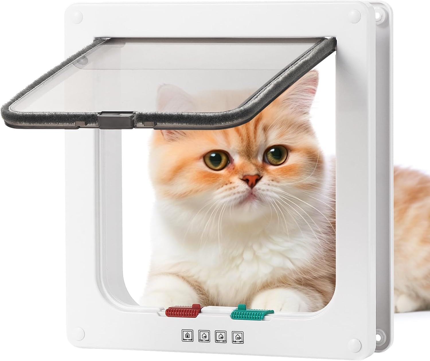 Aymxcls Cat Door Safety Pet Sliding Door with 4 Way Lock, Weatherproof Cat Flap for Interior Exterior Door Window Wall image number 5