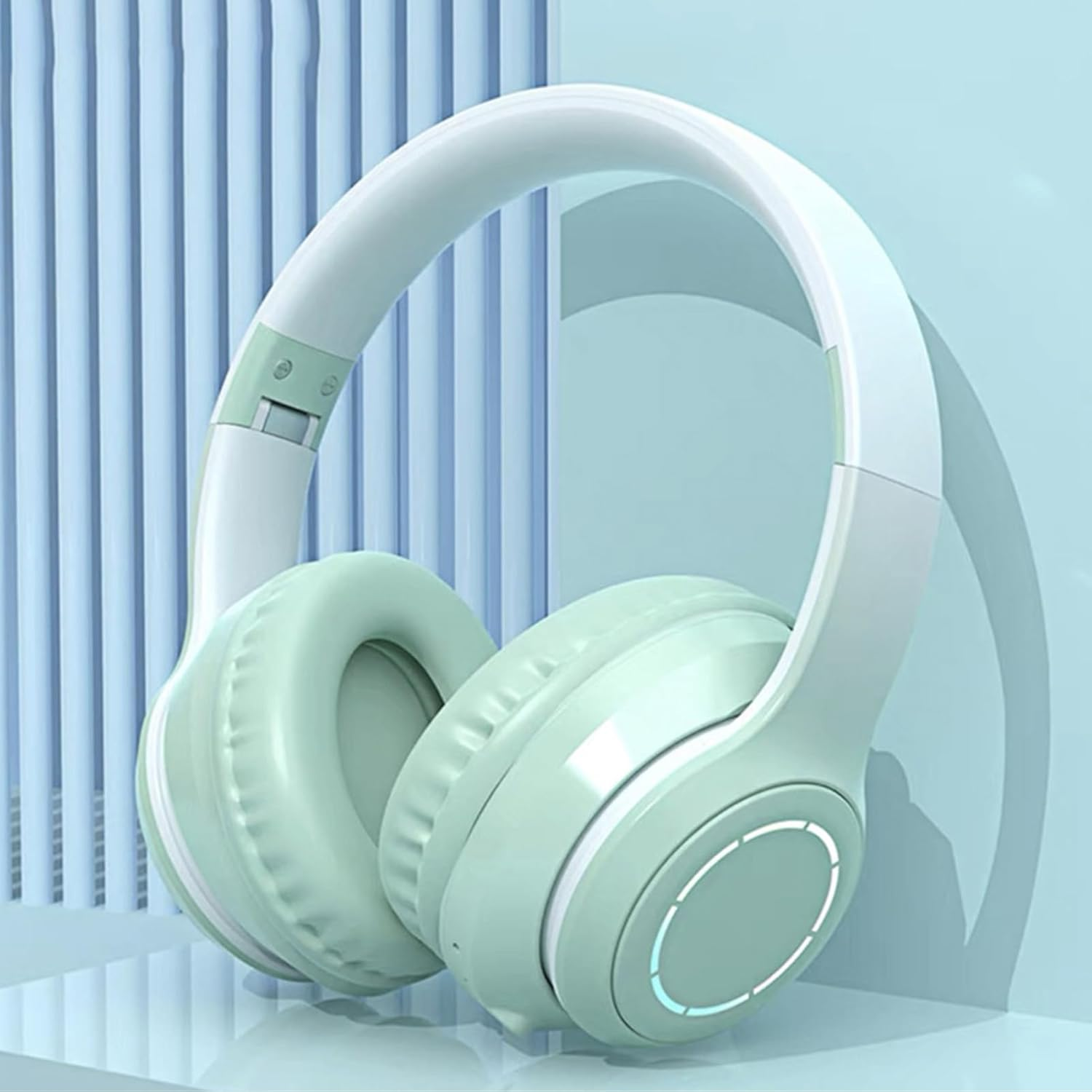 Wireless Bluetooth Headphones over the Ear, Heavy Bass Headset with Microphone and Foldable Bluetooth V5.1 Headphones for Travel, Smartphone, Computer, Laptop (Green) - Green image number 6