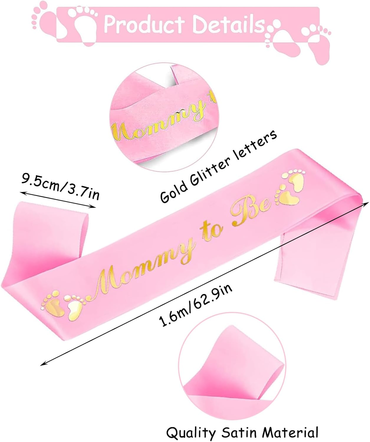 3 Packs Baby Shower Decorations Mommy to Be Sash, Daddy and Mommy to Be Badge Pin Button for Baby Shower Celebration Gender Reveals Party Favor New Dad Mom Gifts image number 2