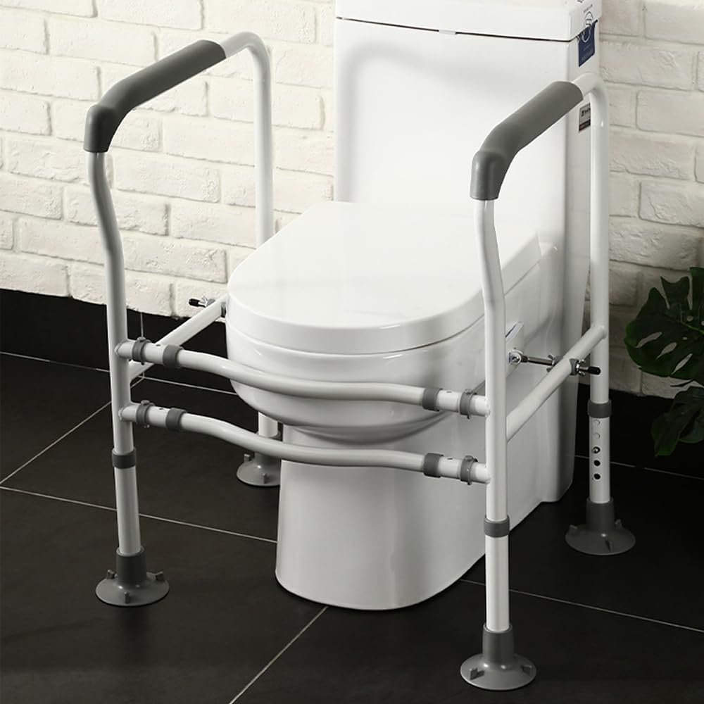 Toilet Armrest,Adjustable Toilet Grab Bar,Bathroom Safety Frame,Vertical Armrest, Commode Safety Handrail,For Senior,Handicap,Disabled