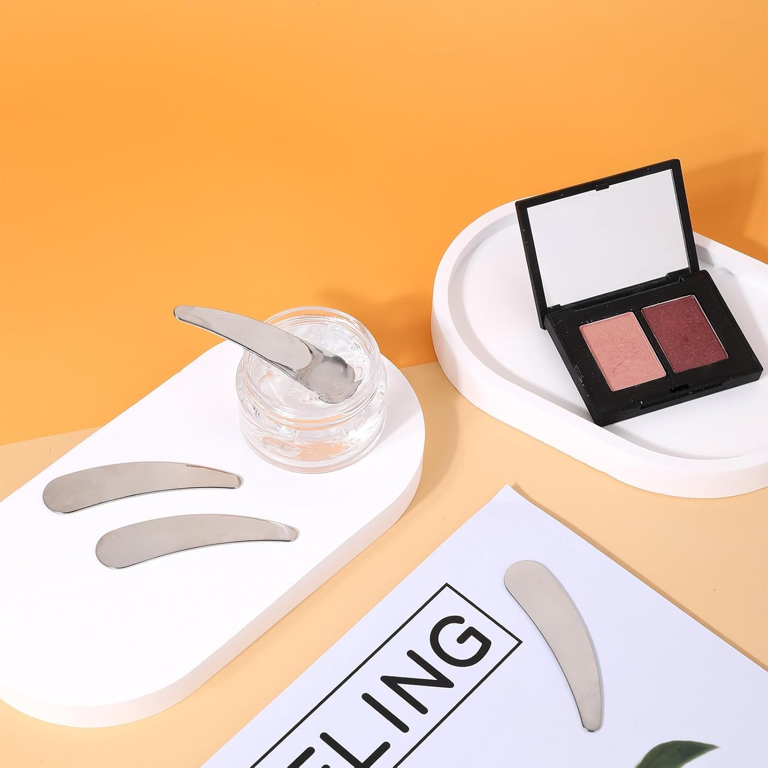 Molain 4Pcs Mini Metal Cosmetic Spatulas, Skincare Spatulamixing and Sampling Makeup Beauty Tools for Skin Care Creams, Eye Cream, Essences Beauty Accessories(4Pcs) image number 4