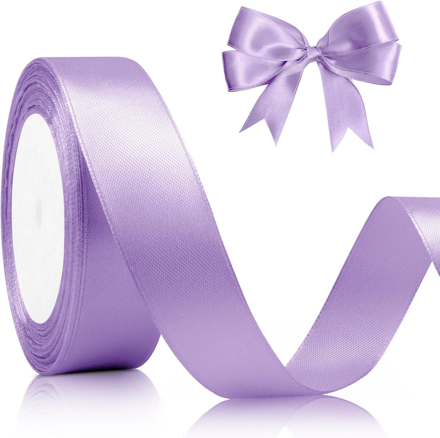 Light Purple Ribbon, 2.5Cm X 25 Yards Ribbon, Light Purple Satin Ribbon for Wedding Flower Arrangement and Birthday Party Decorations