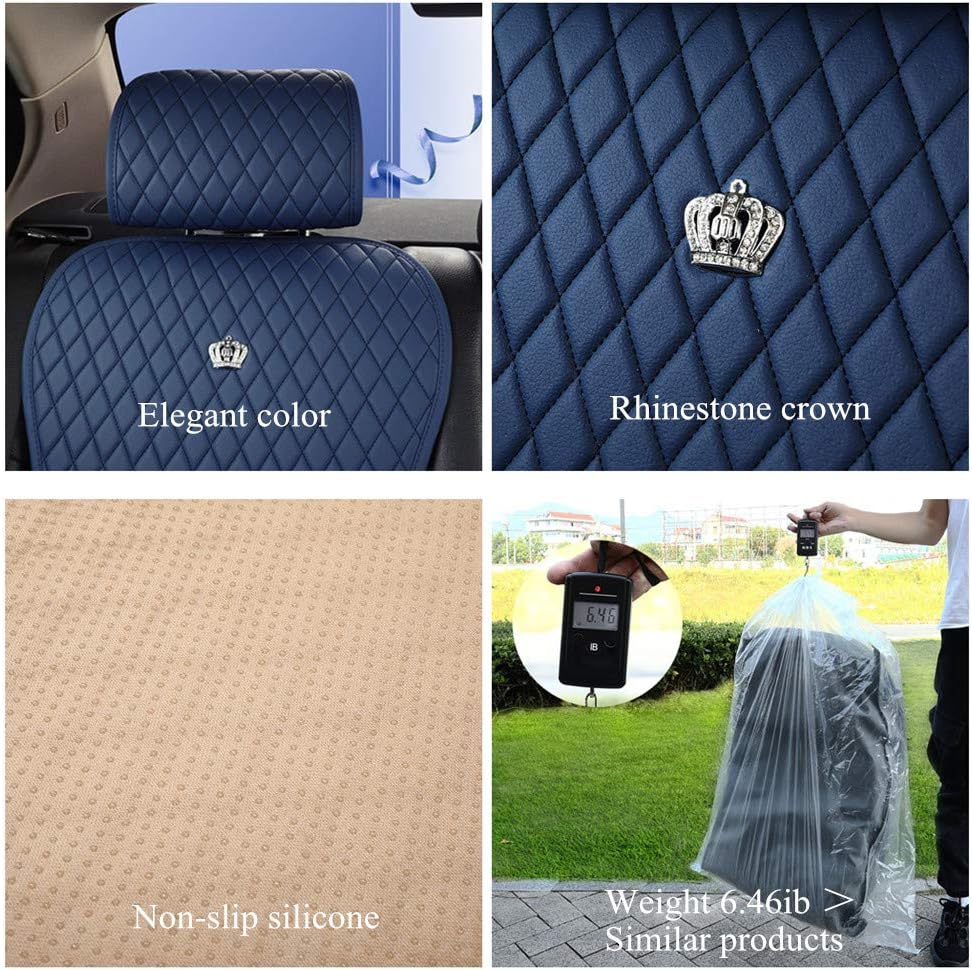 Blue Seat Covers Auto Seat Cushion Covers Leather Universal Seat Covers 2/3 Covered 11PCS Fit Car/Auto/Suv (A-Dark Blue) - A-Dark Blue image number 3