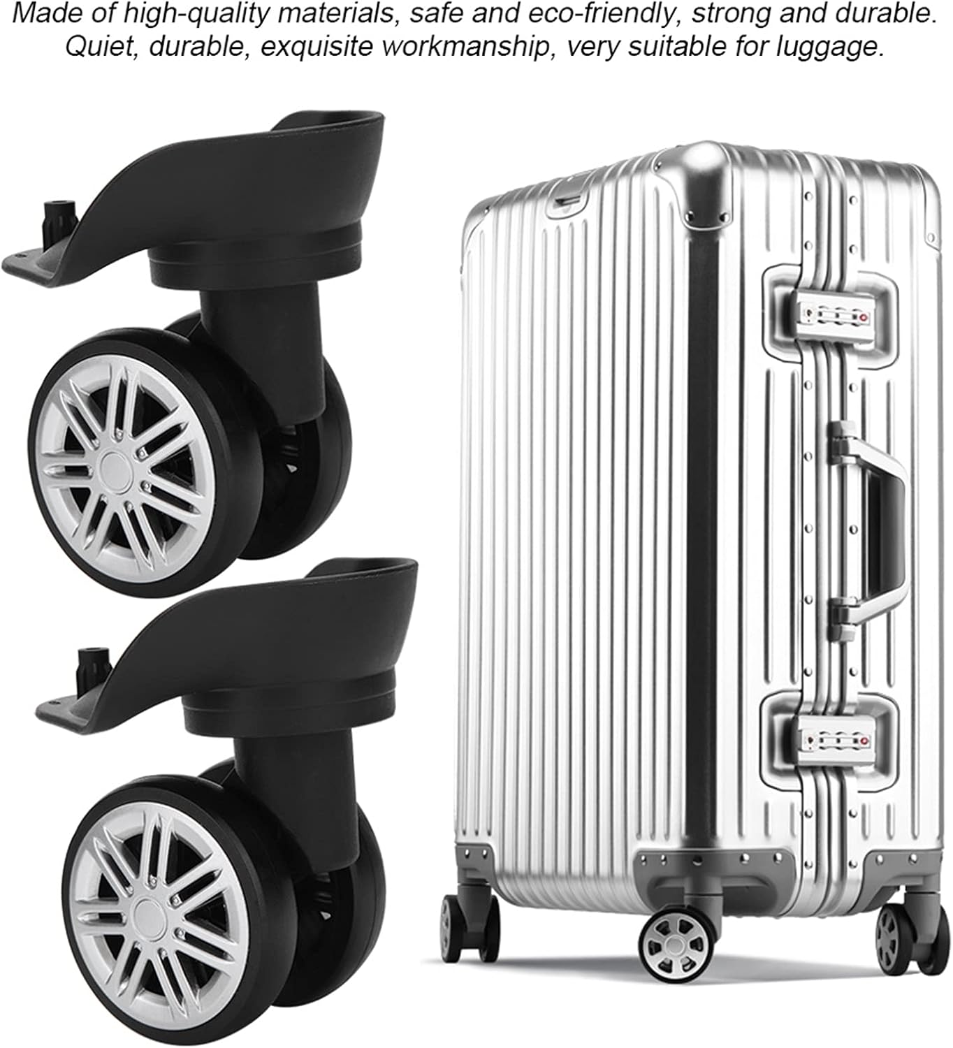 1Pair Luggage Replacement Wheels, Luggage Wheels, Outdoor Double Row Large Wheel, Durable Luggage Caster Wheels Draw Bar Box Code Case Suitcase Accessory, Luggage Travel Gear image number 4