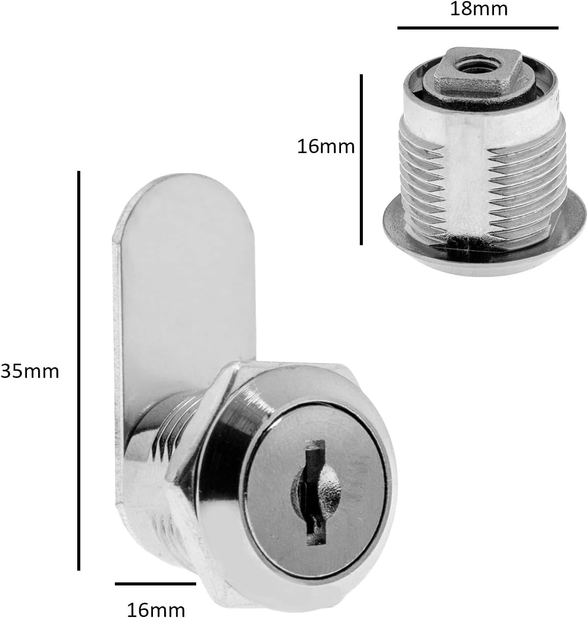 Emsea 2Pcs Cabinet Cam Lock with Keys Cylinder Cam Locks Secure Mailbox File Drawer Dresser Compartment Lock Tool Box Replacement Hardware Zinc Alloy image number 2