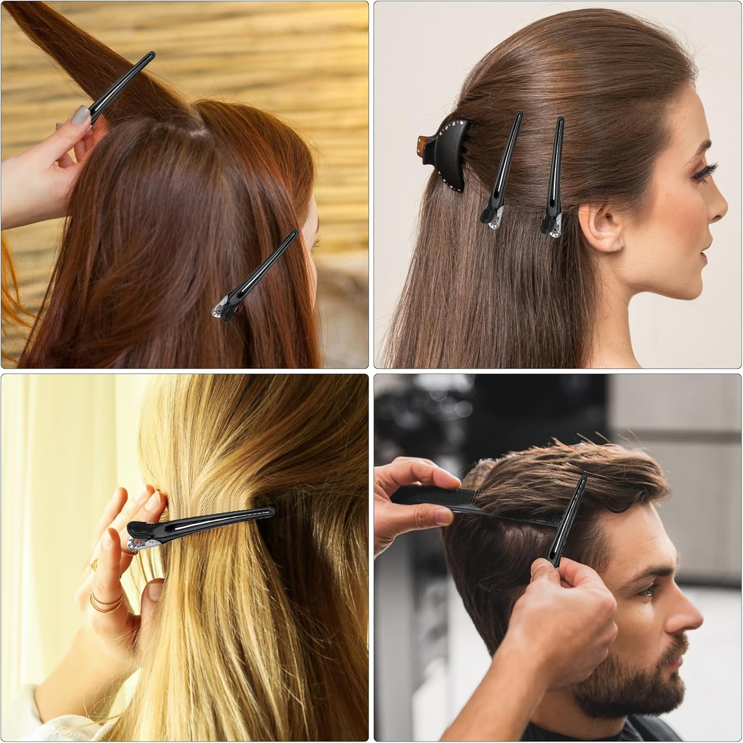 UOCAI Pack of 12 Hairdressing Hair Clips, Hair Clips for Styling and Cutting, No Trace Hair Clips, Non-Slip Hair Clips with Tail Comb, Section Clips, Hairdressing Hair Clips, Women'S Hair Clips, image number 3