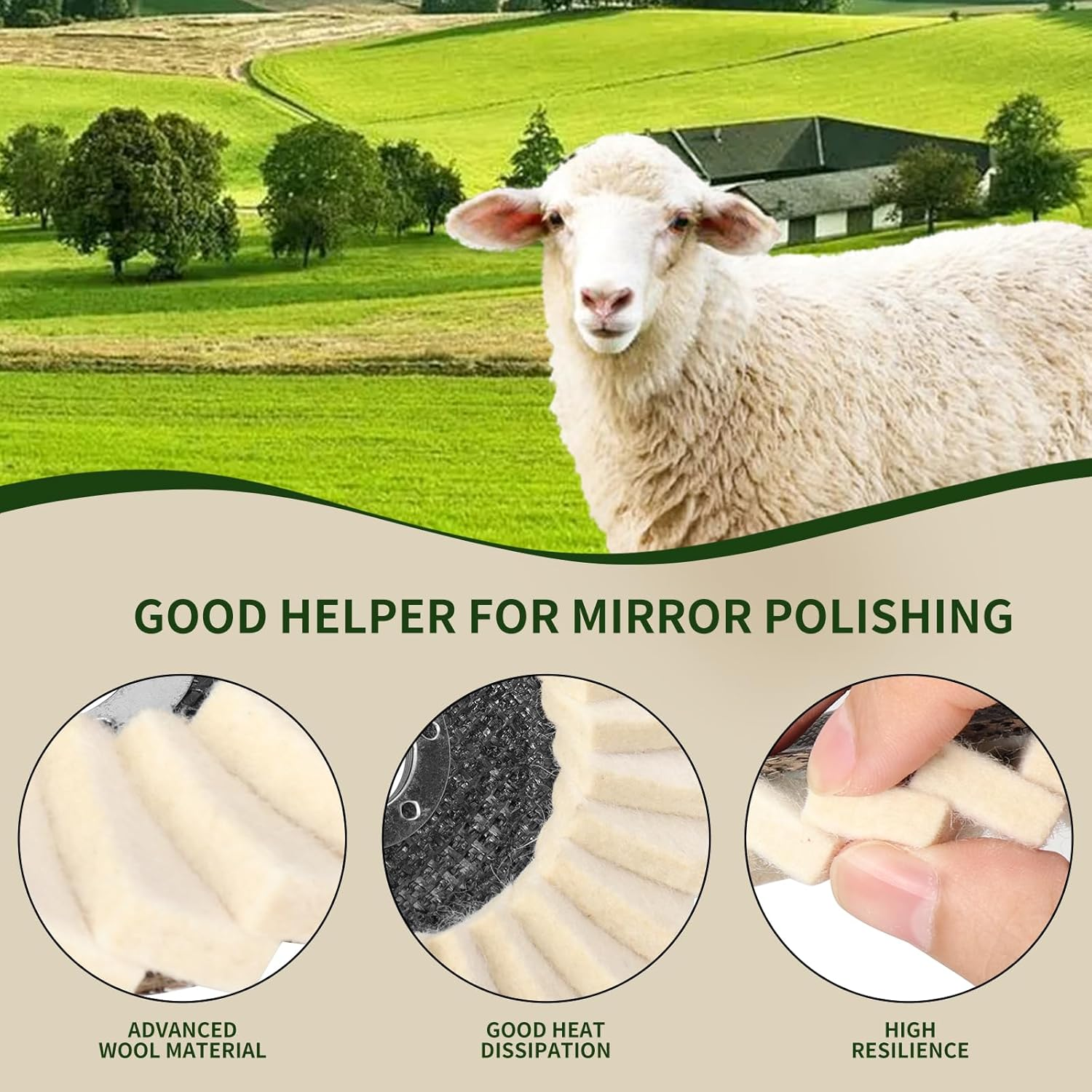 6-Pack Felt Flap Disc Abrasives 5" X 7/8" Arbor, Wool Polishing Buffing Wheel Pad for Angle Grinder