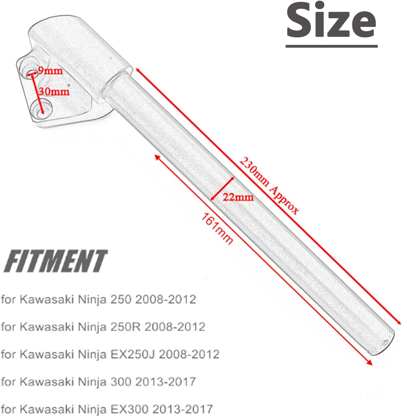 Motorcycle Handlebar, 7/8'' Handle Bar Compatible with Kawasaki Ninja 250 250 R EX250J 2008-2012, Ninja 300 EX300 2013-2017 (Right) image number 2