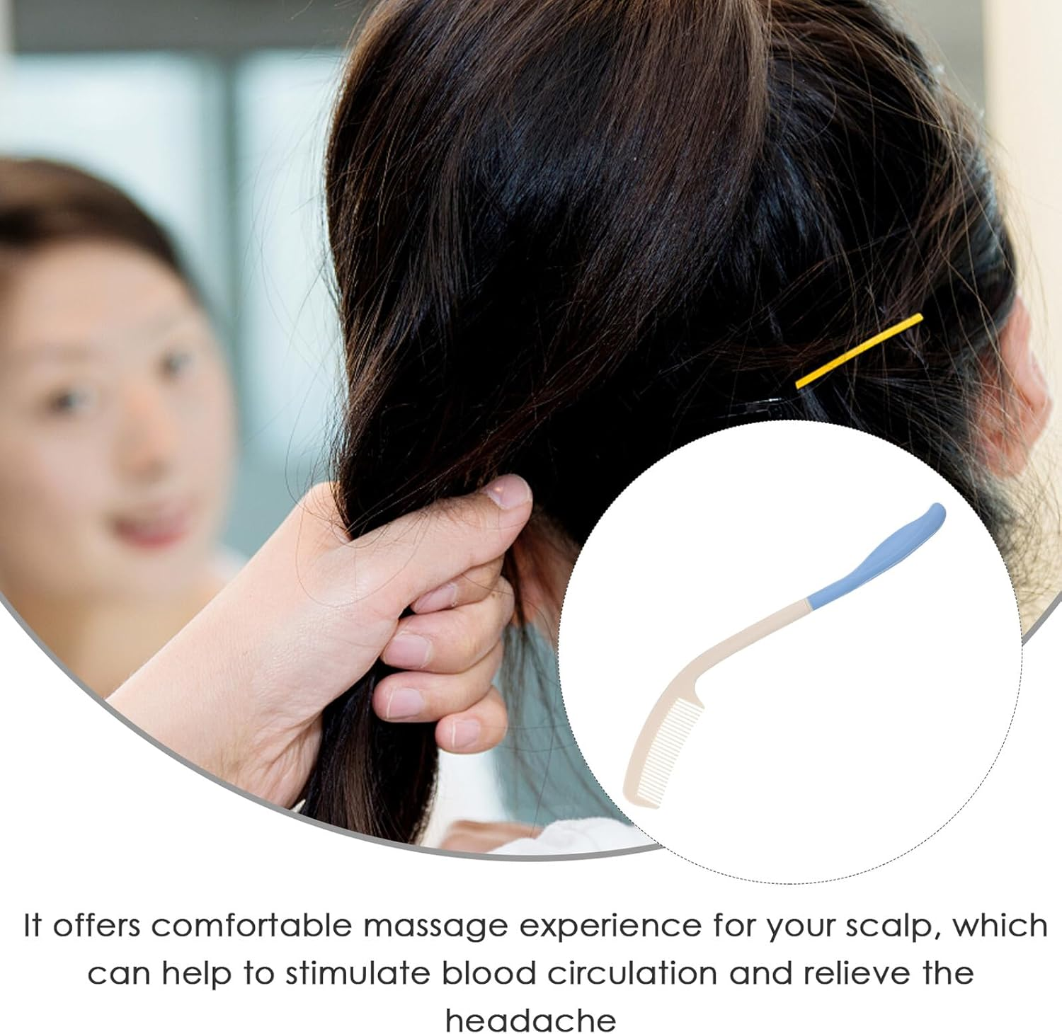 COMPUKAS Ergonomic Long Handle Comb with Curved Handle for Seniors Lighter for Head Massage Durable and Easy to Use for Limited Mobility image number 4