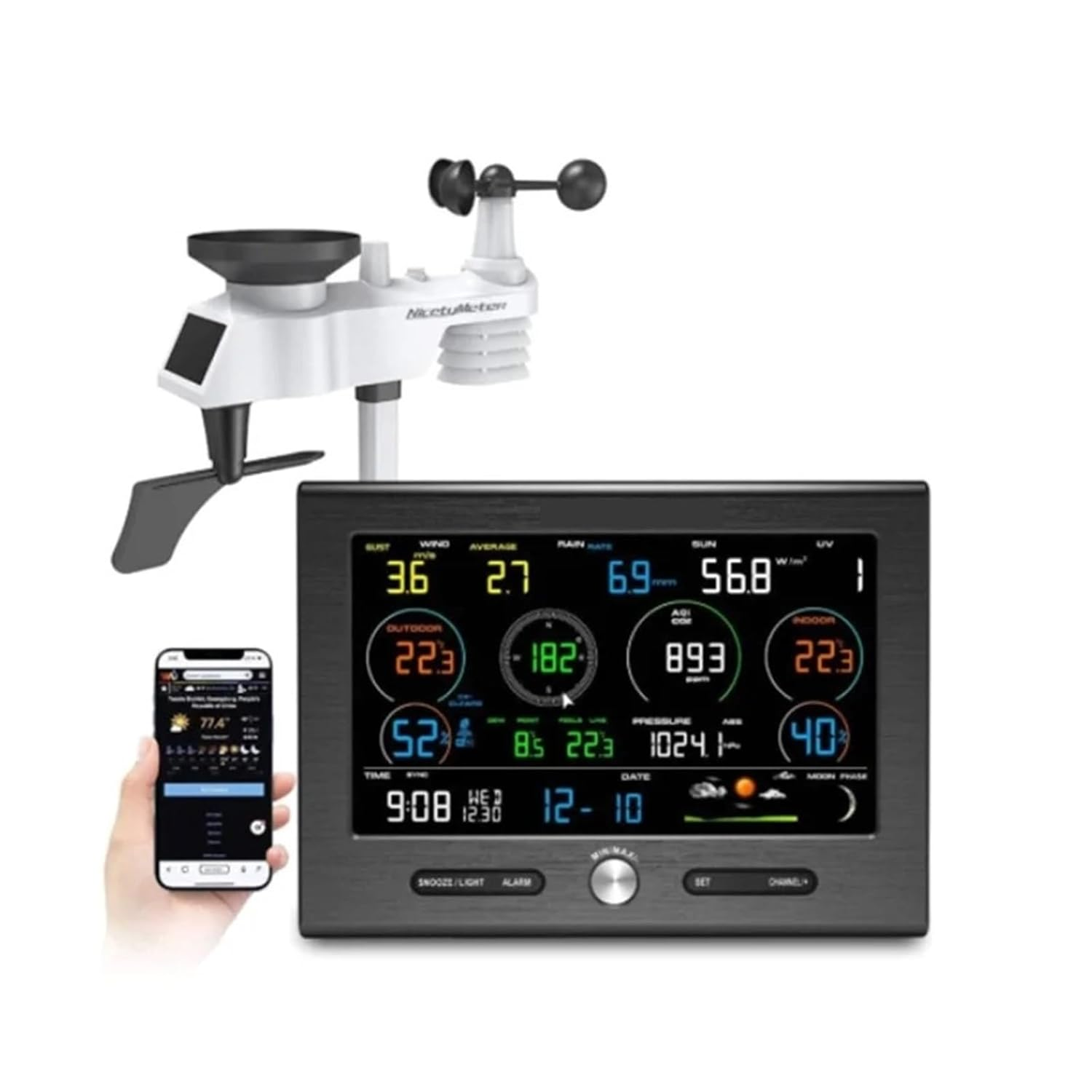 Wifi Digital Weather Station PM2.5 PM10 CO2 Rainfall Air Monitor Weathercloud Forecast Detect Wind Speed Anemometer image number 4