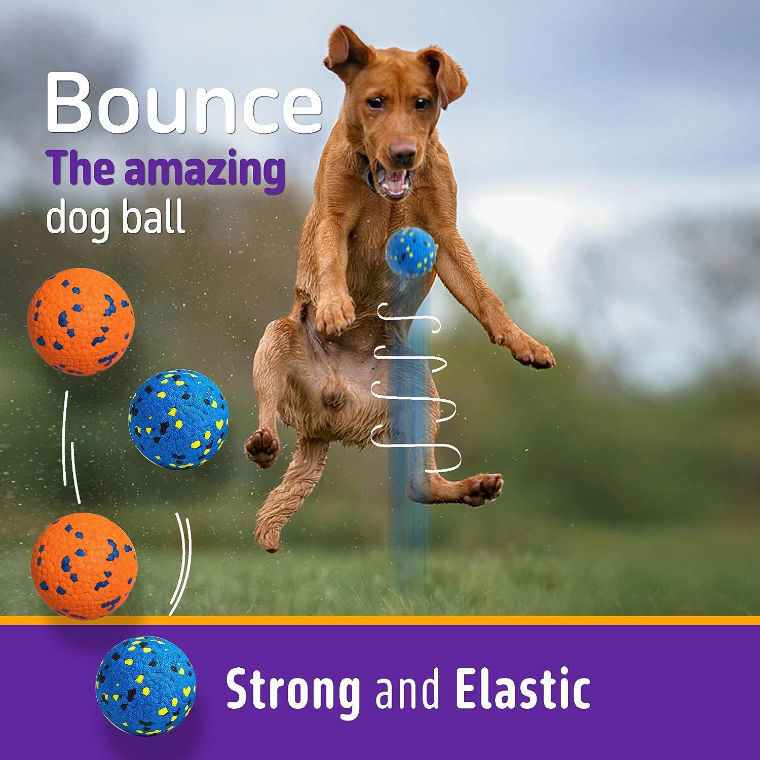 Ling-Luo 2 Pcs Dog Balls Toys for Aggressive Chewers,Indestructible Floating Bouncy Balls for Dogs,Lightweight Dog Chew Balls,Fetch Balls for Medium&Small Dogs Play image number 3