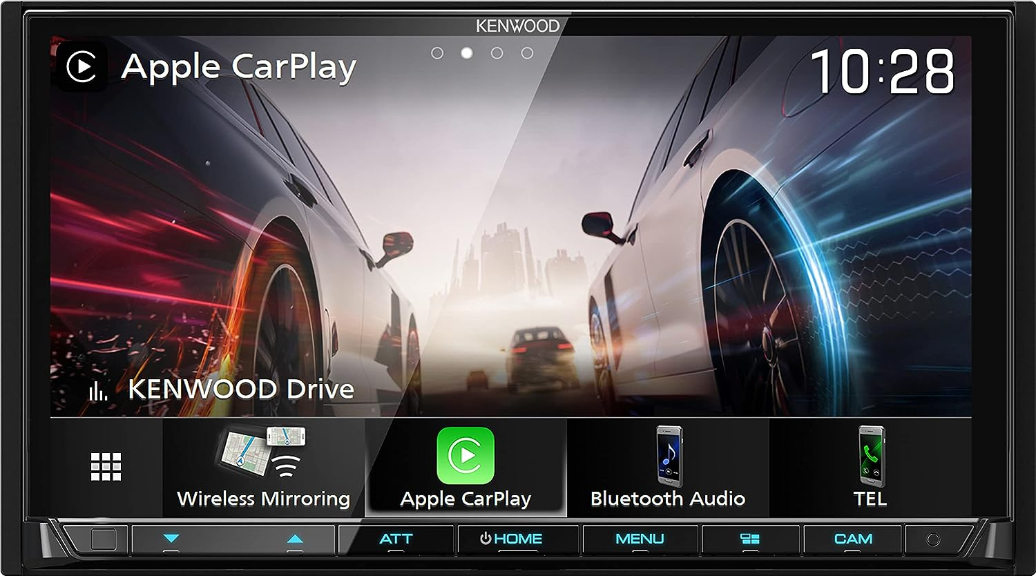 KENWOOD DMX8021DABS - 17.7 Cm (7 Inch) Digital Media AV Receiver with Wireless Carplay & Android Car (4 X 50 W, DAB+/FM, BT, 3X Pre-Out 4V, USB-C, Ipod/Iphone Control)