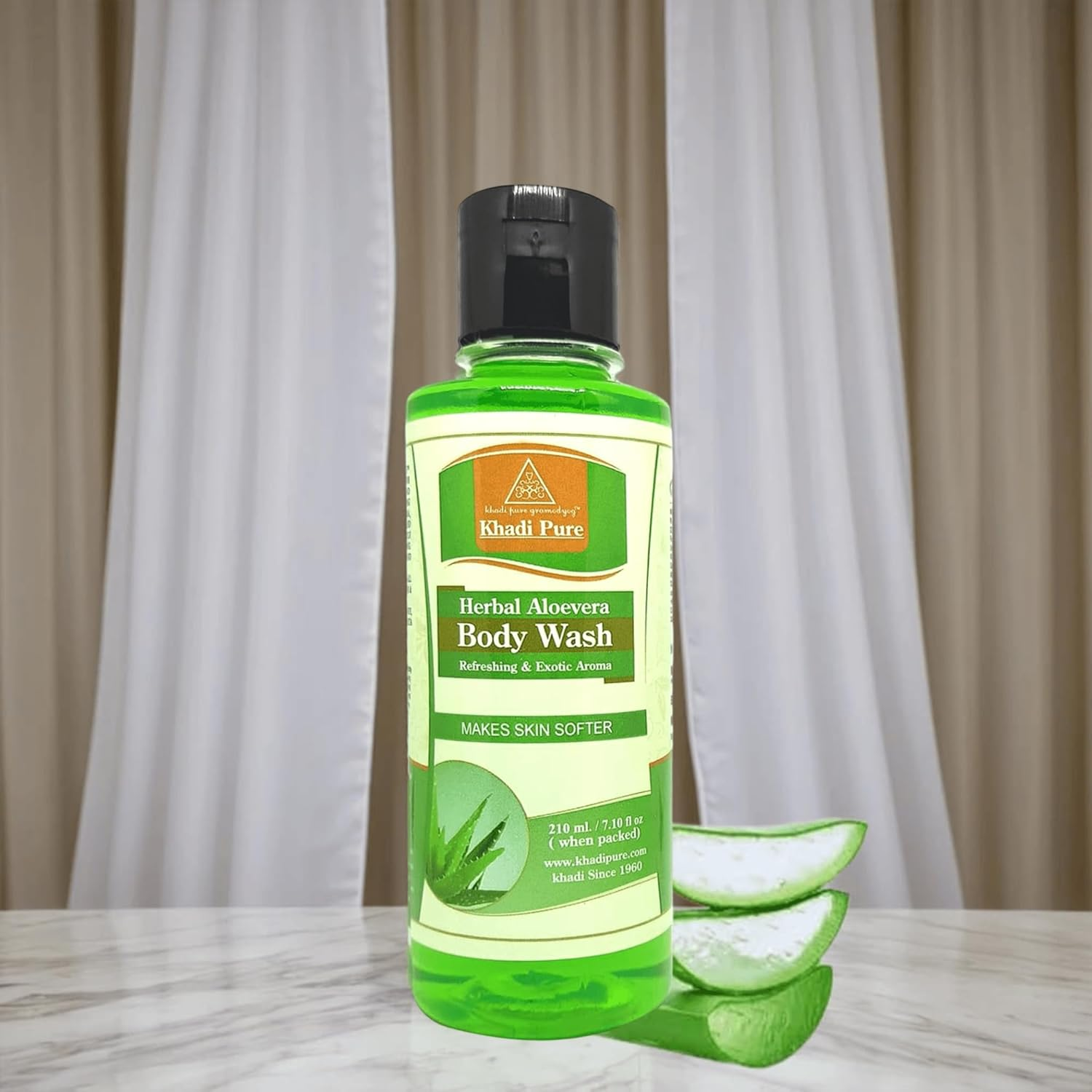 Khadi Pure Herbal Aloevera Body Wash, 210 Ml image number 1