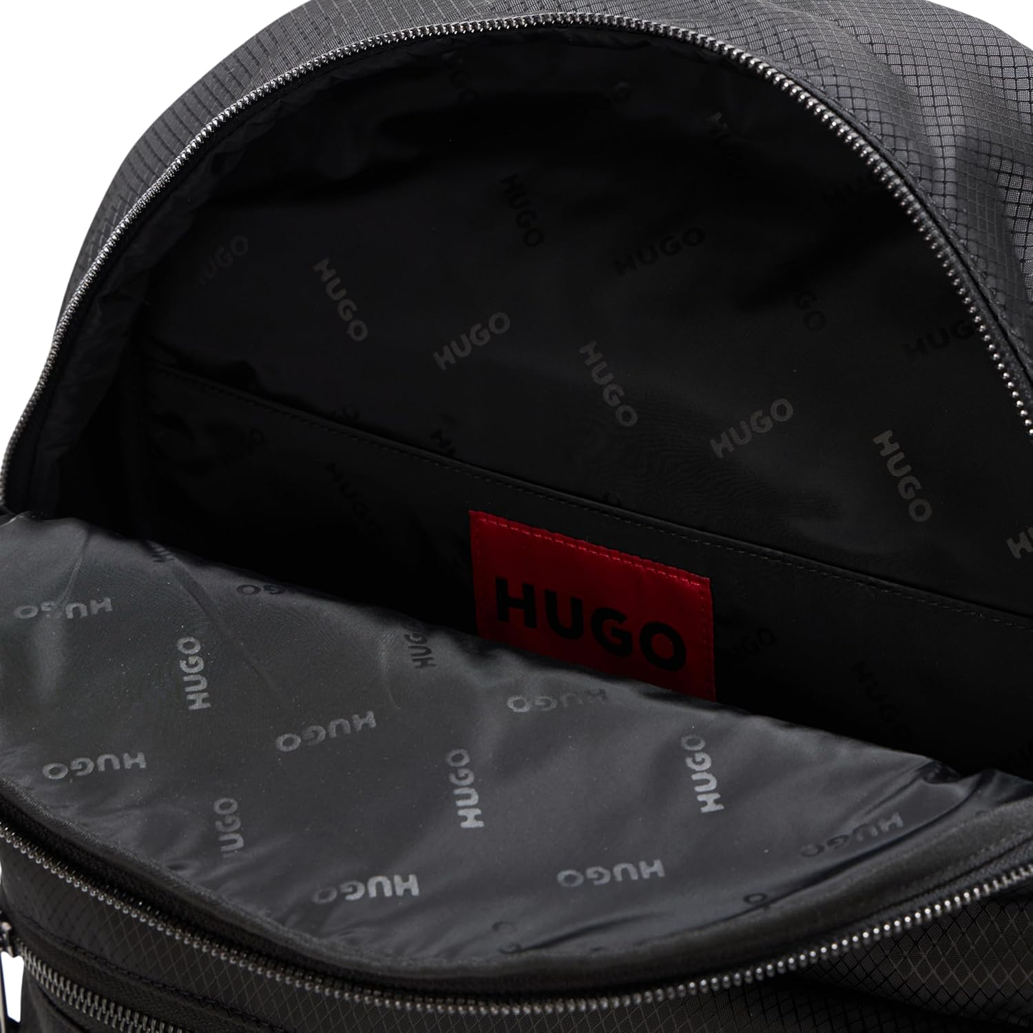 HUGO, Malick Big Logo Nylon Backpack, Outer Space Black, One Size, Outer Space Black, One Size, Malick Big Logo Nylon Backpack image number 2