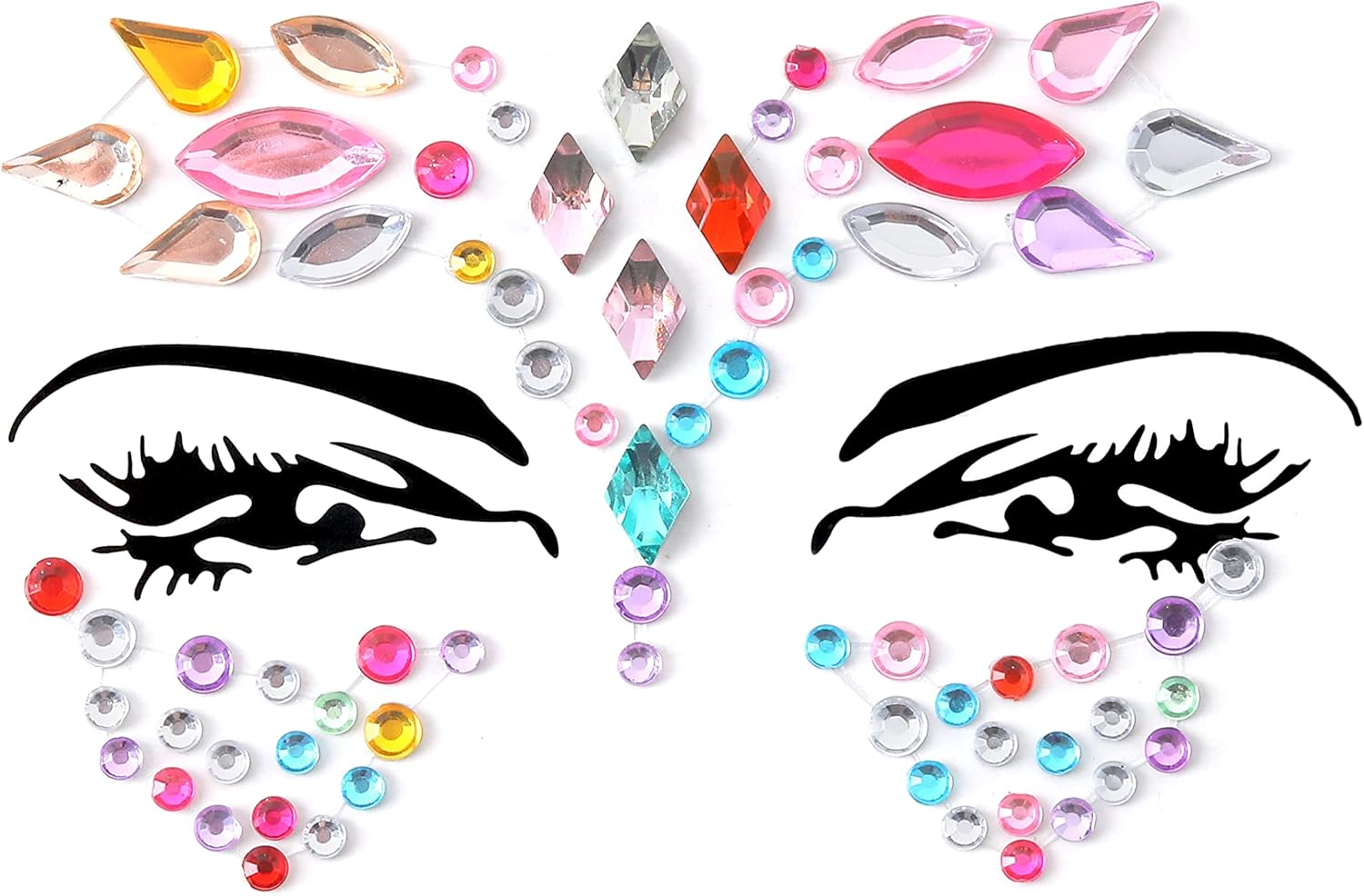 Face Gems Adhesive Glitter Jewel Tattoo Sticker Festival Gems Rave Party Body Make up (6 PCS MULTI COLORS) image number 6