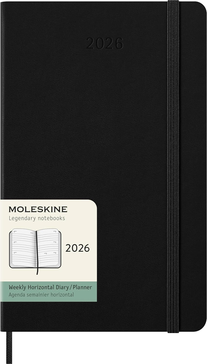 Moleskine - 2026-12 Month Weekly Horizontal Hard Cover Diary - Large - Black image number 1