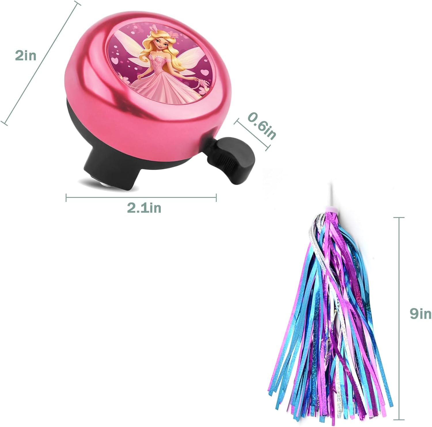 Kids Bike Bell with 2 Pcs Bike Streamers for Girls, Bicycle Pinwheel for Boys Girls Cute Children'S Bike Accessories image number 3