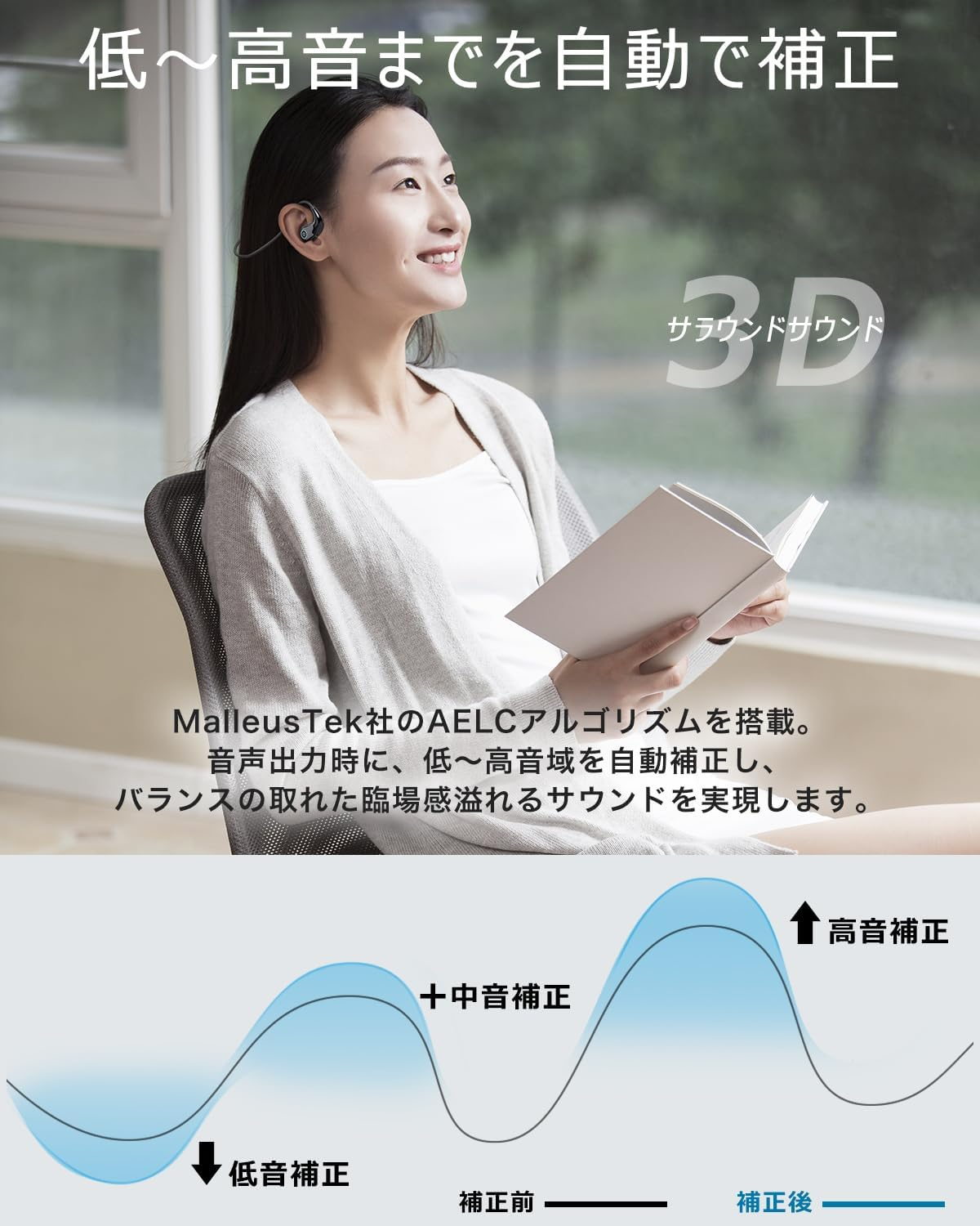 (Ultra Lightweight 0.6 Oz (16 G) Earaku Open Ear Earbuds) Air Conduction, Does Not Clog Your Ears, Bluetooth Earphones, Bluetooth 5.4, AAC ENC Call Noise-Canceling, Over-The-Ear Wireless Earphones image number 3