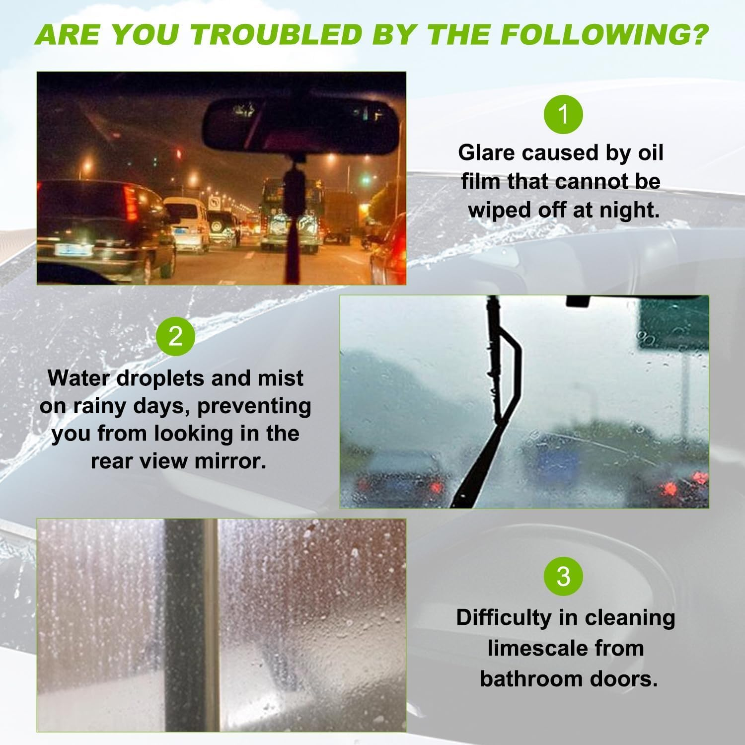 Oil Film Cleaning Brush for Car Glass, Multipurpose Reusable Windshield Cleaner, Removes Rain and Fog Film, Green 1PCS image number 4