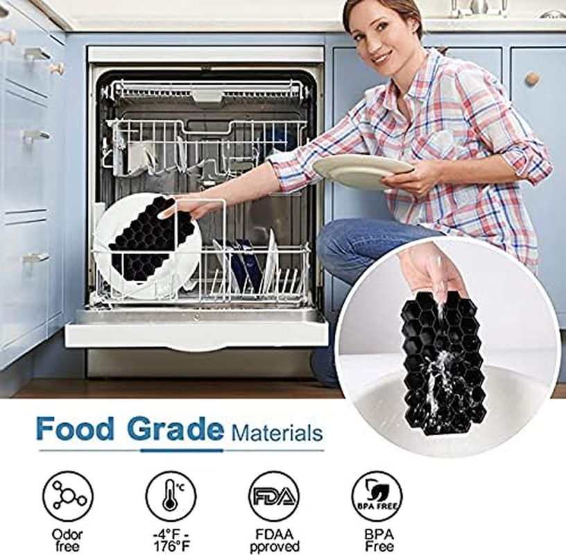 Ashintar 1 Set (3PCS) Silicone Ice Cube Trays, Large round Ice Ball Mold, Sphere Square Honeycomb Ice Trays for Whiskey Cocktails, Flexible Reusable BPA DIY Icecream Molds for Freezer image number 3