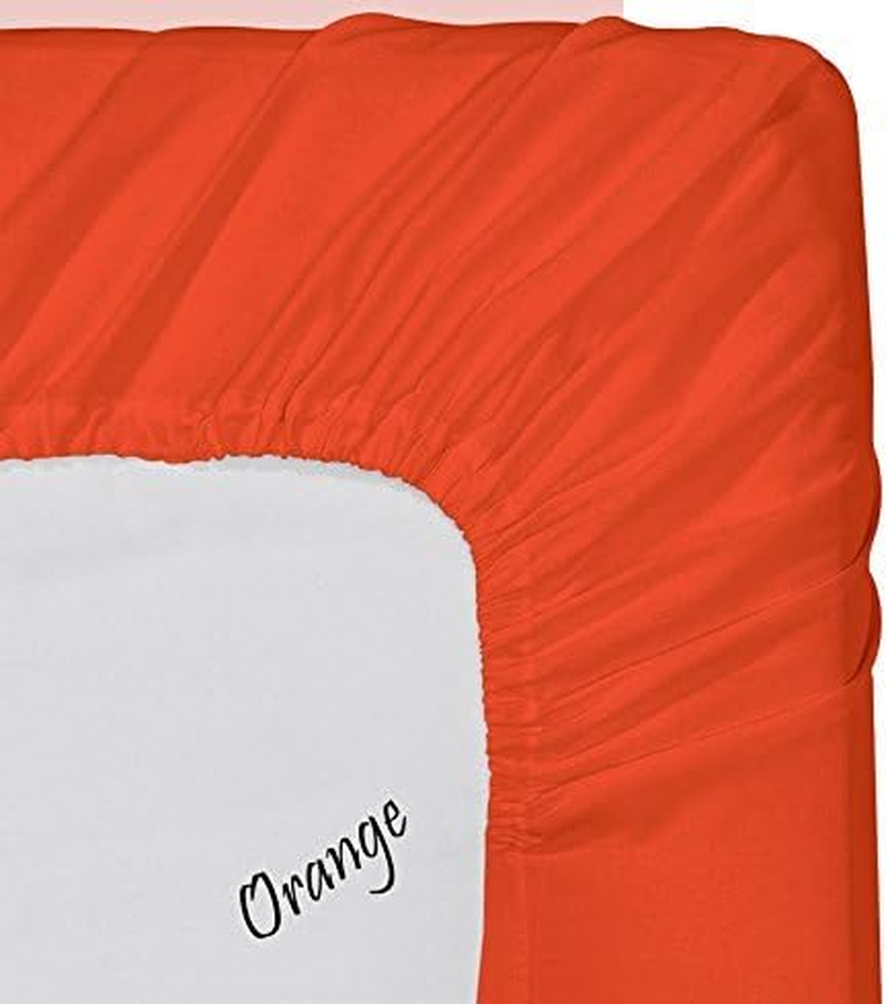 American Linen Egyptian Cotton Bedding Orange Solid 600-Thread Count 4PC Full Bed Sheet Set 100% Egyptian Cotton, Sateen Solid, Deep Pocket (8-15 Inches) image number 5