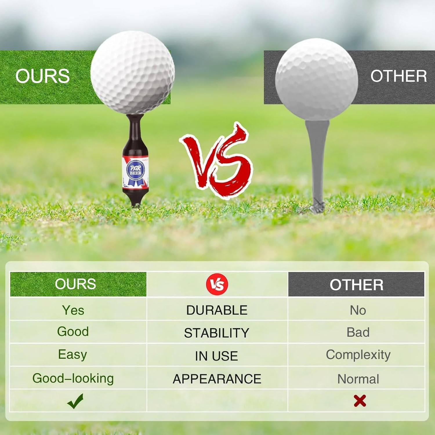 Personalised Golf Tees Mini Beer Bottle Golf Tees 6-Pack - Novelty Golf Accessories with Unique Bottle Design, Durable Plastic Tees for Social Games & Gifts image number 5