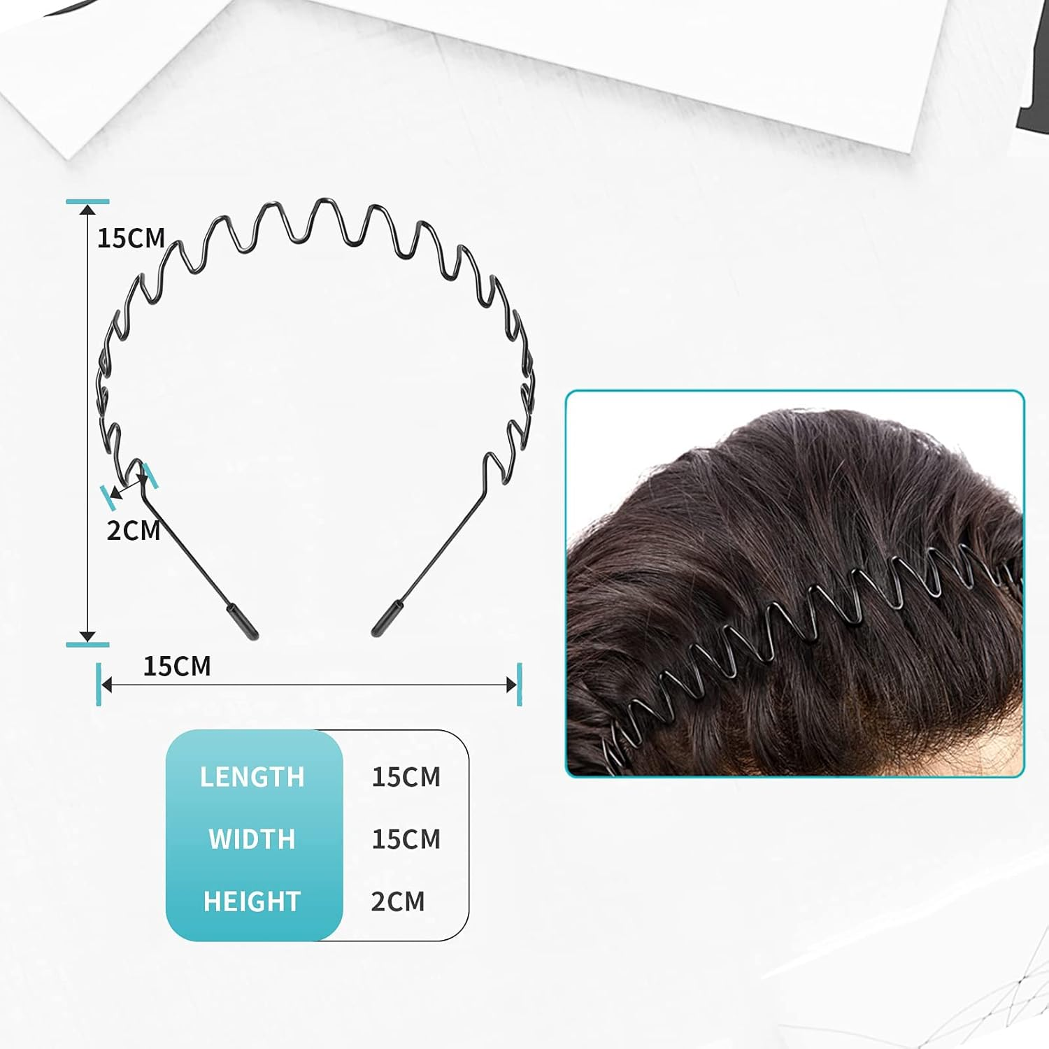 Hair Bands for Men, Non-Slip Sports Fashion Headband, Mens Metal Hair Band, Hair Hoop for Outdoor Sports, Weddings, Daily Wear (3 Pieces) - 3Pcs-S3 image number 2