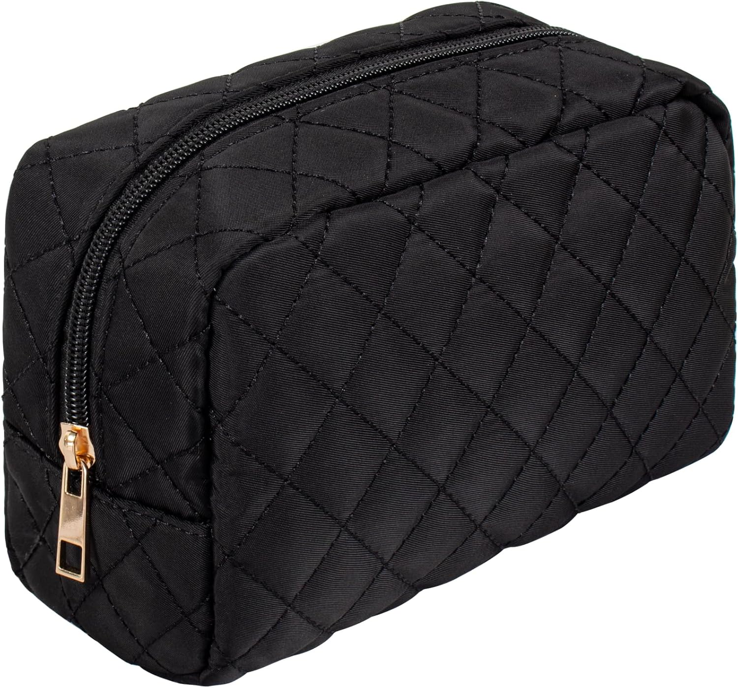 DDPOND Makeup Bag Travel Cosmetic Bag,Small Make up Bags for Women Makeup Organizer Case, Toiletry Bag Quilted Make up Bags Travel Essentials Toiletries Accessories (Black)