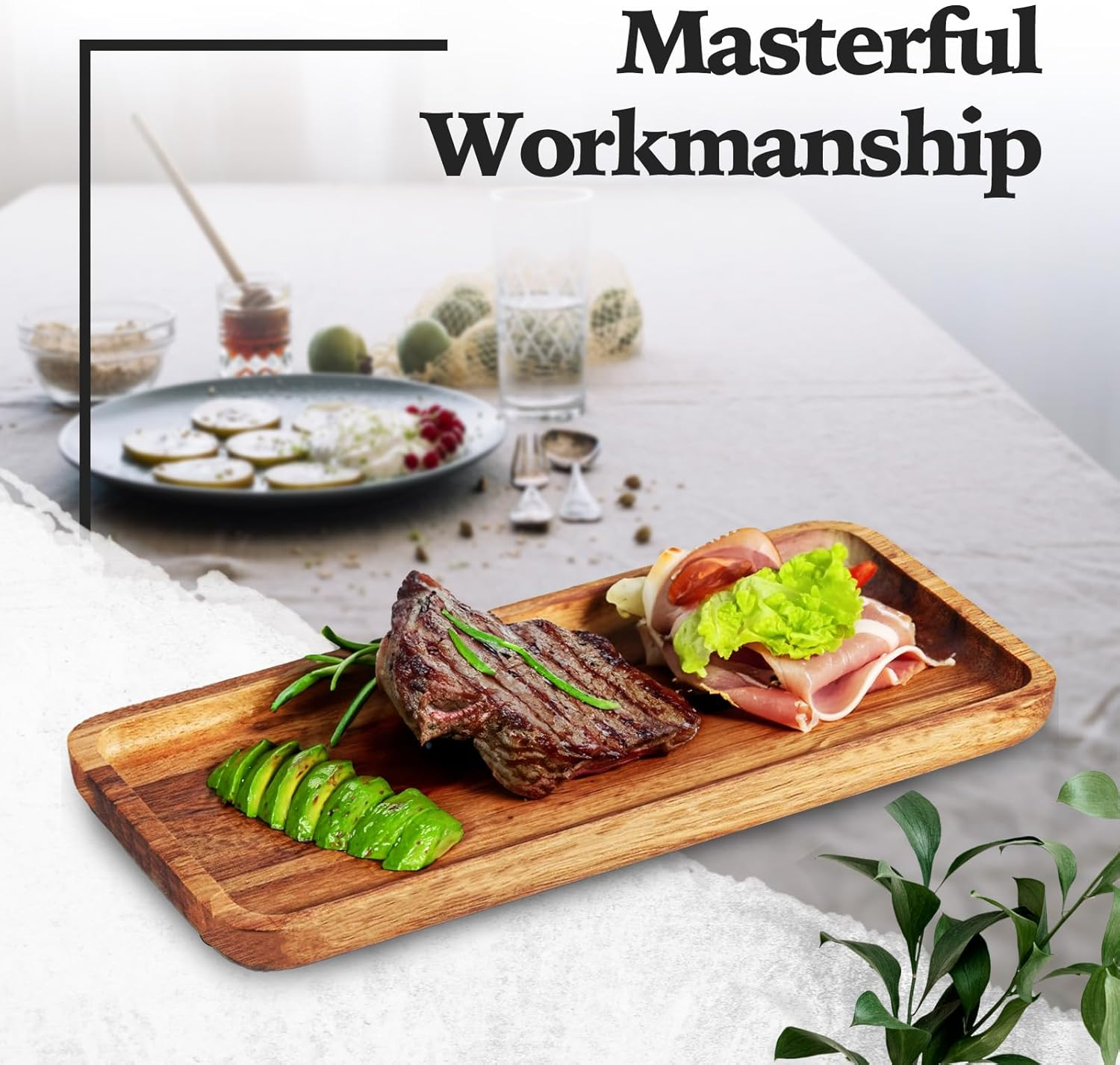 Versatile Acacia Wood Serving Trays - Set of 3 Elegant Platters for Home Decor and Hosting - Perfect for Cheese, Fruit, and Charcuterie Presentation (Large) image number 6