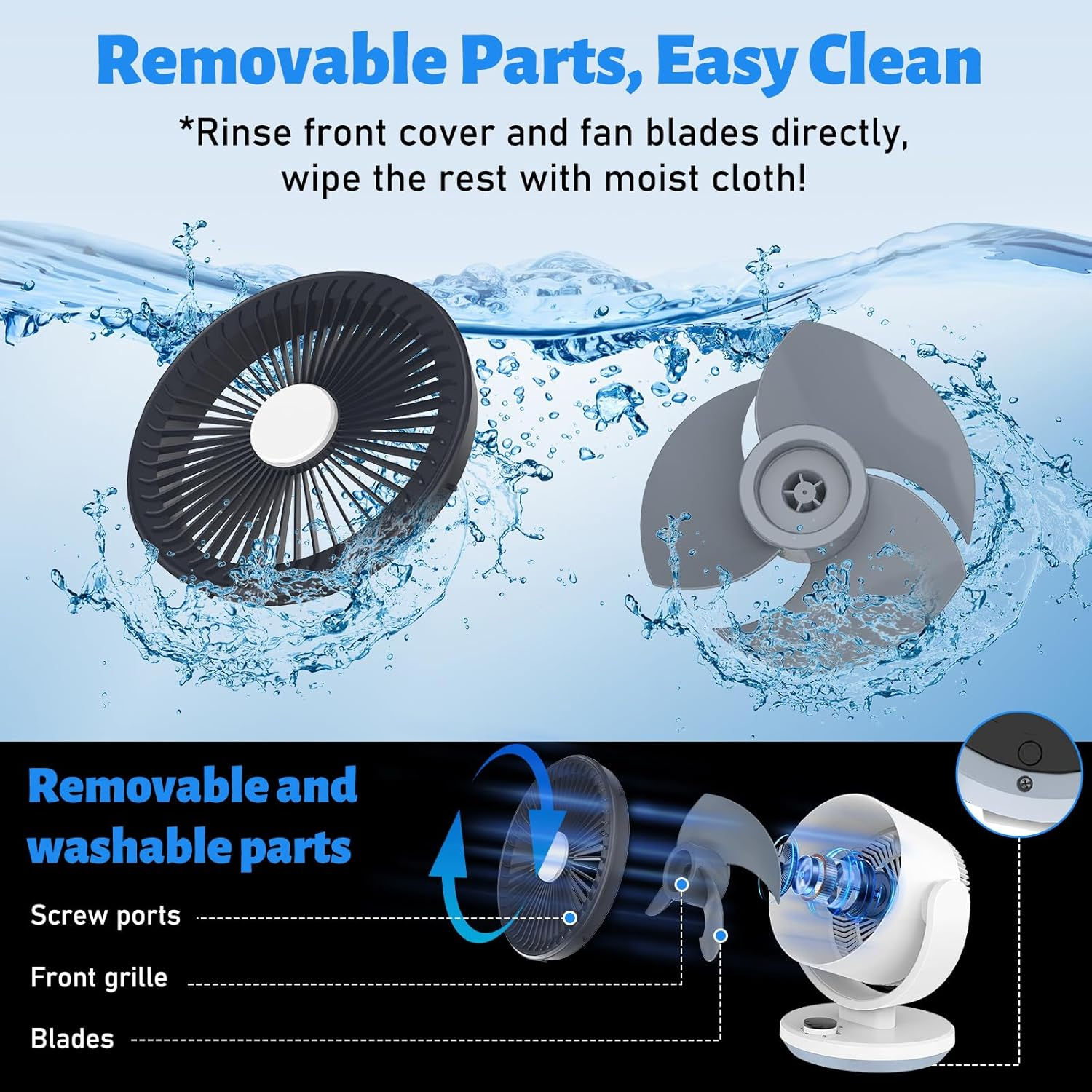 Vitalz Fan for Bedroom, Desk Air Circulator Fans,Efficient Cooling & Circulation, Powerful Airflow Table Oscillating Fan with 3 Speed, 90&deg; Adjustable Tilt Home,Offoce image number 6