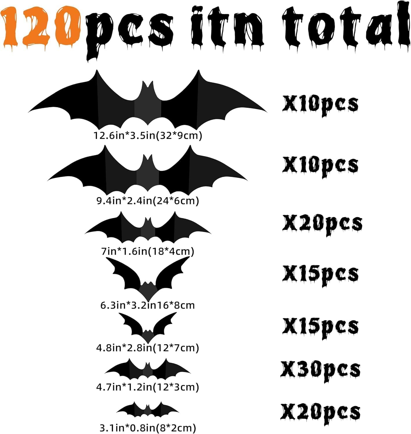 Bats Wall Decor Hallween Decorations Bats Wall Decor 120PCS Realistic PVC 3D Black Scary Bat Sticker for Creepy Home Decor Halloween Party Decorations DIY Wall Decal image number 1