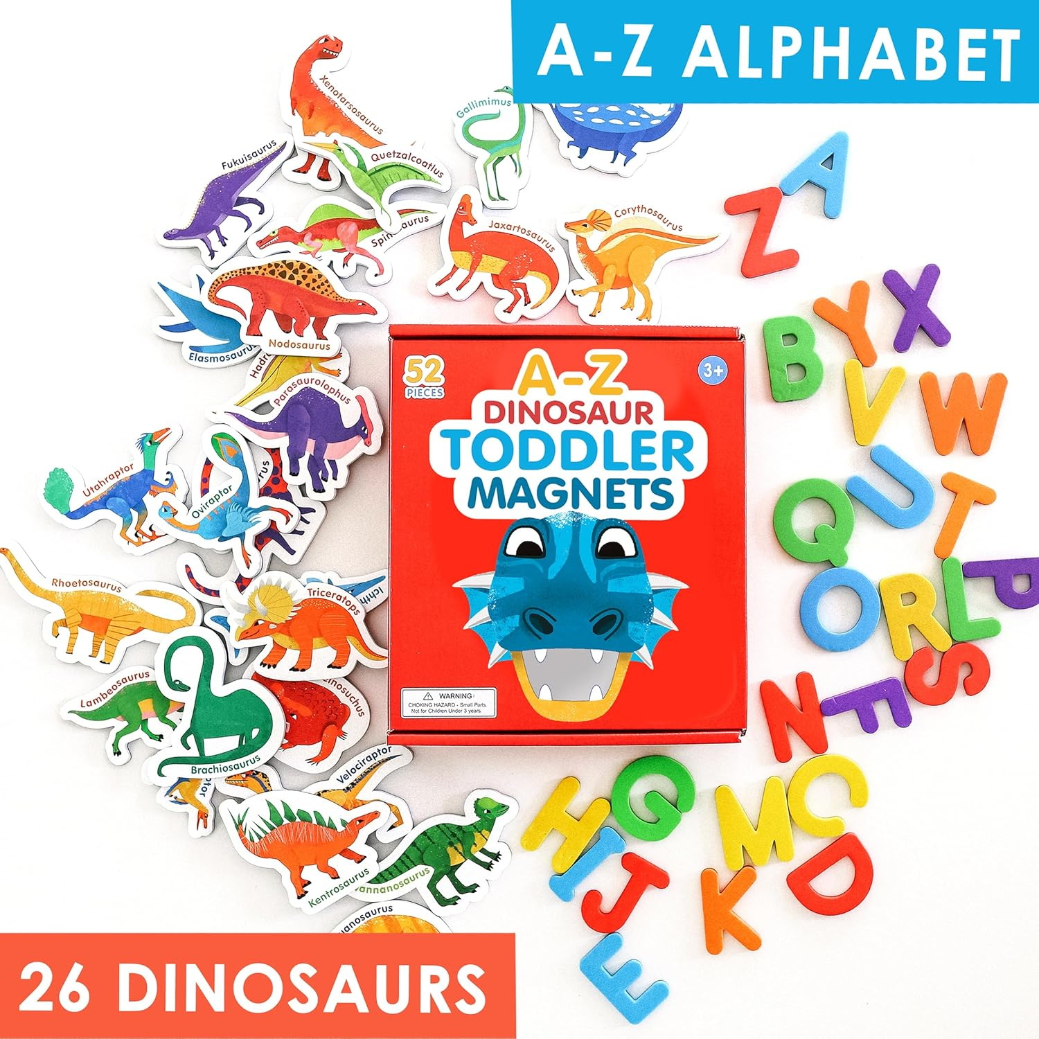 Curious Columbus Dinosaur Magnets &ndash; Magnetic ABC Letters for Toddlers &ndash; Fun Fridge Magnets for Kids with Alphabet Learning & Preschool Activities image number 2