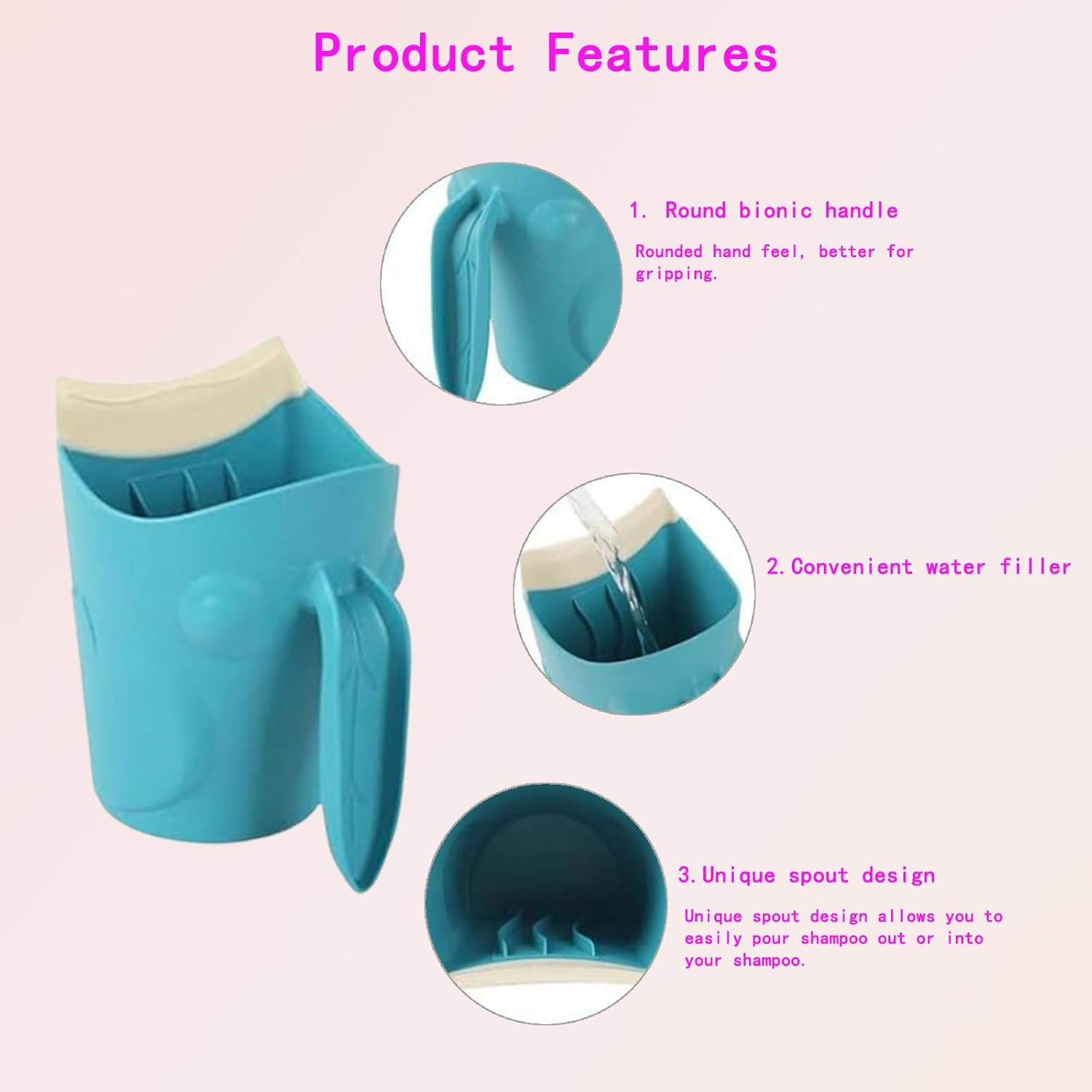 Baby Shampoo Rinse Cup - Gentle Hair Washing for Babies, Protects Eyes, Easy Bath Time (Blue) image number 3