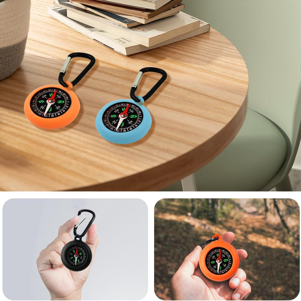 Glamifyr Pack of 9 Compass Children, Outdoor Children'S Compass Key Chain, Bushcraft Compass with Carabiner Hook, Hiking Activities, Portable, Universal, Camping, Outdoor Gifts image number 5