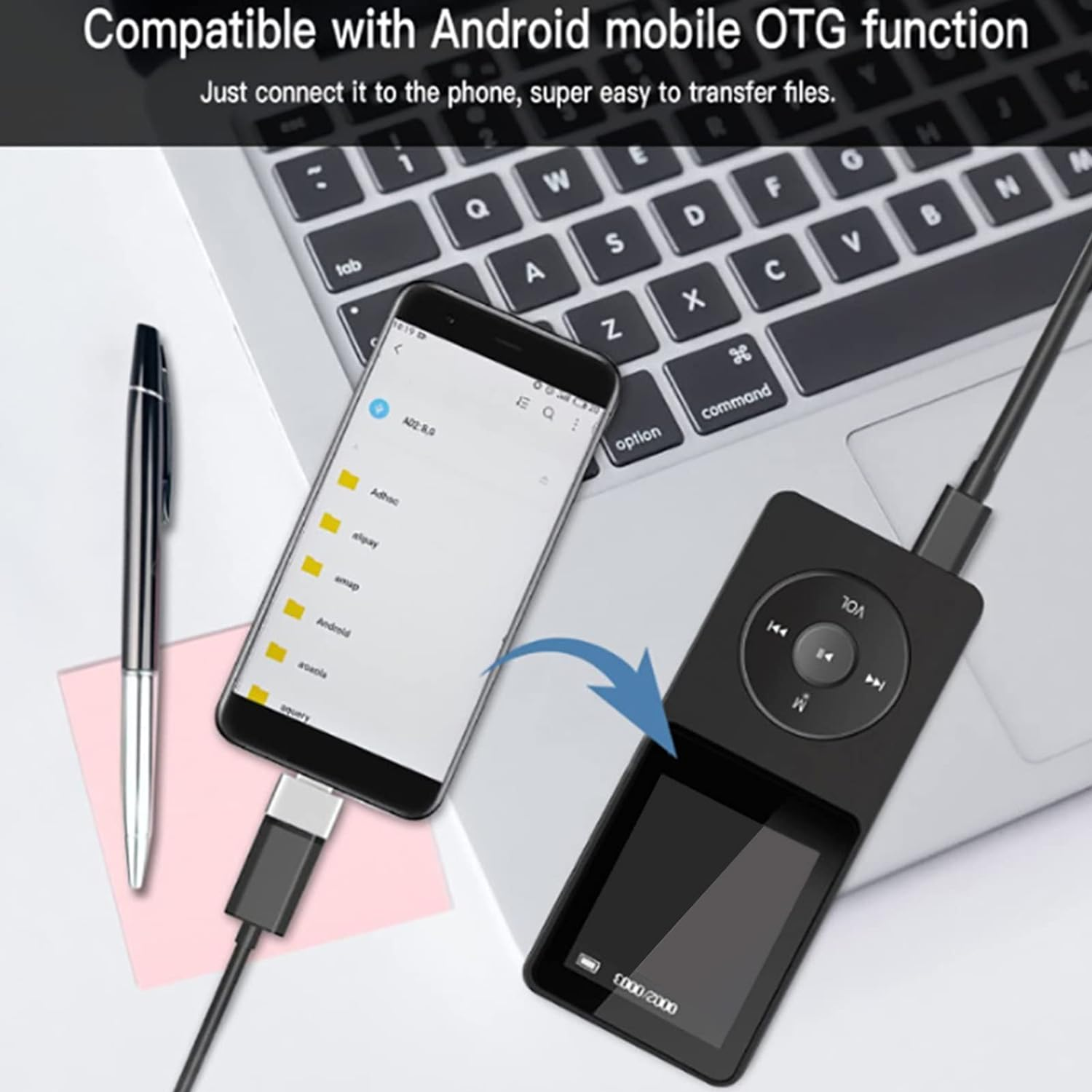 MP3 MP4 Player with Bluetooth 5.0, Ultra Thin Digital LCD 1.77 Inch Screen MP3 Music Player, Built in HD Speakers Portable Hifi Music Player (Without Memory Card)