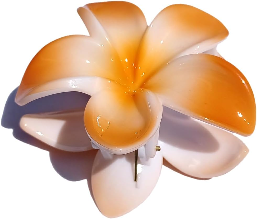 Seestern Sportswear Bali Hawaii FBA_2401 Hair Clip 2 Frangipani Flowers Orange image number 4