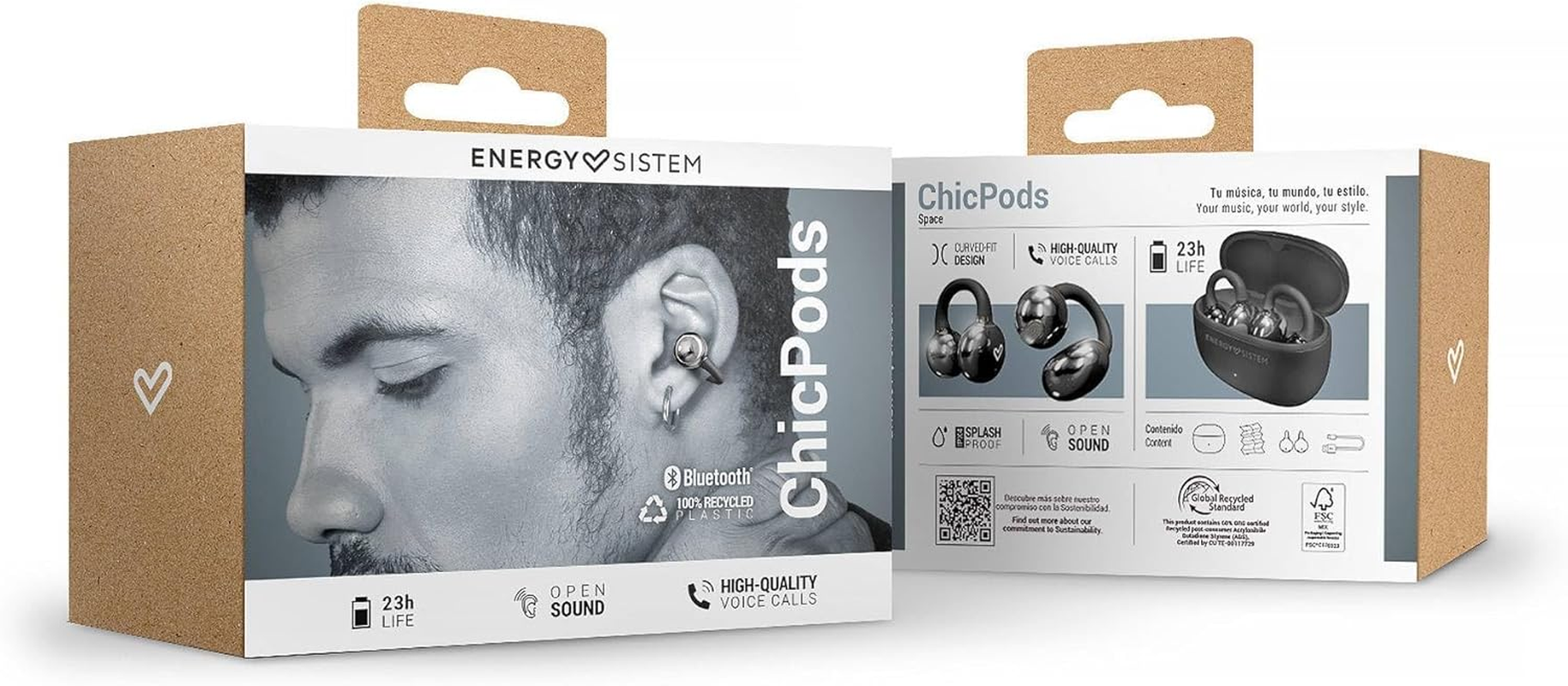 Energy Sistem Chicpods Open Sound Wireless Bluetooth Headphones, 23 Hour Battery, Noise Cancelling for Calls, IPX4, Waterproof, Comfortable and Flexible image number 3