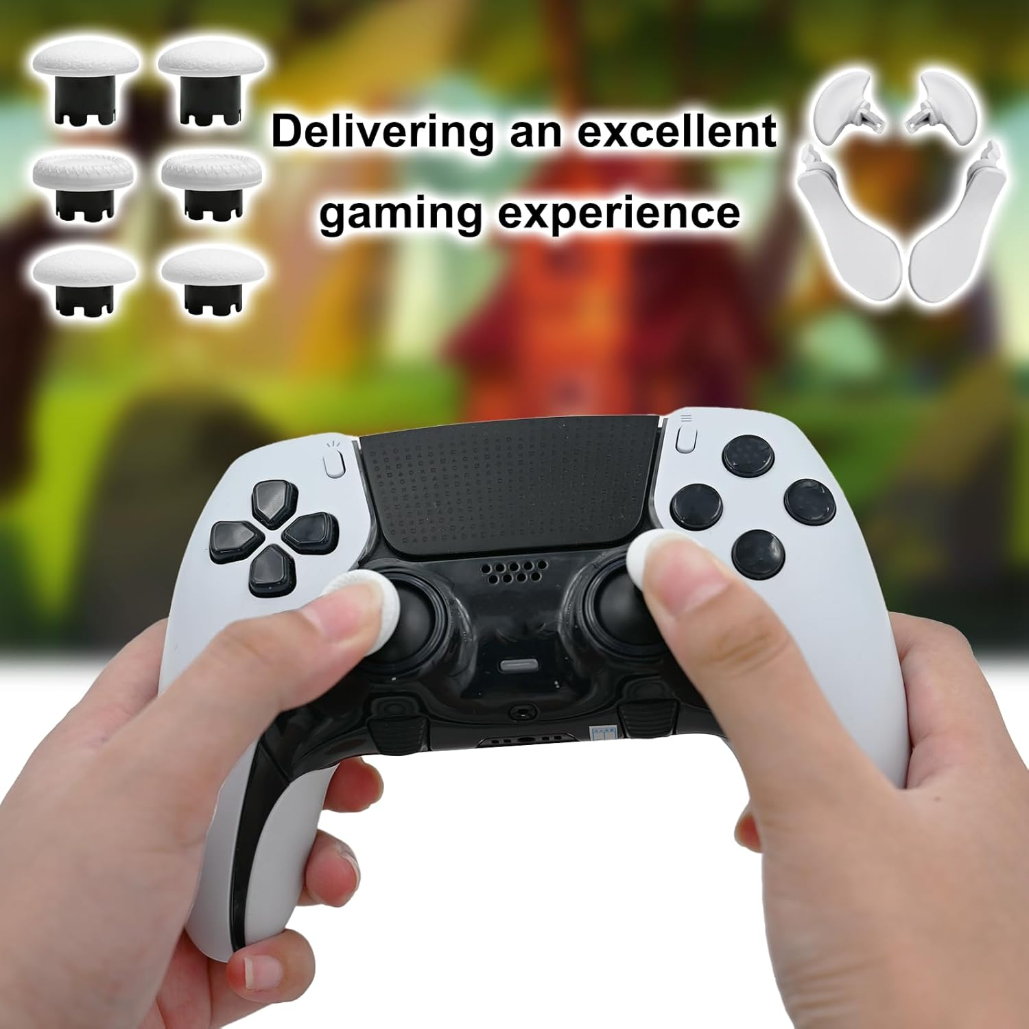 10 in 1 Metal Back Paddles Replacement for PS5 Dualsense Edge Controller,Swappable Thumbsticks Analog Joysticks Kits,Replacement Accessories for PS5 Edge Controller with 4 Paddles,6 Thumbsticks(White)