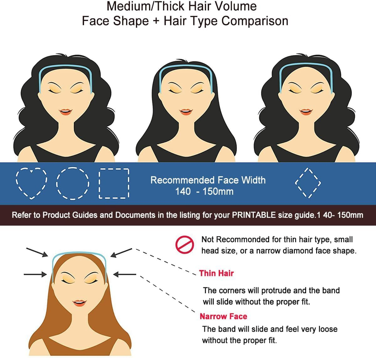 4Pcs Square Headband,Fashion Sunglass Headbands,Invisible Hair Hoop,Curly Thick Hair Hairstyle Fixing Tool for Women Men(Black, Gold, ONE SIZE) image number 1